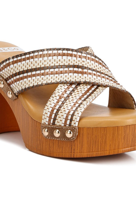 Finley Raffia High Block Heel Clogs