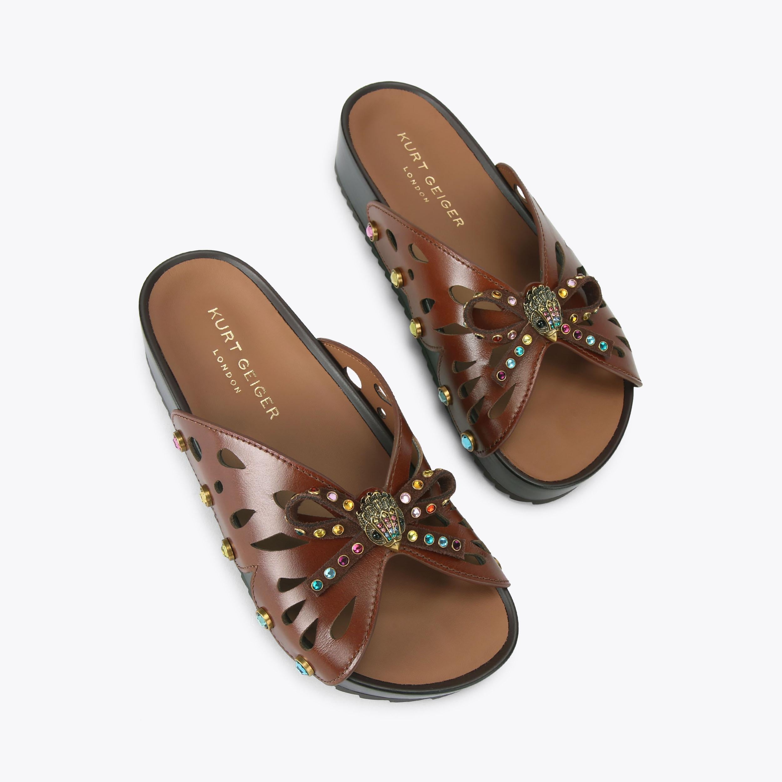 Kurt Geiger London Boho Butterfly — Brown Leather Sandal, view 3