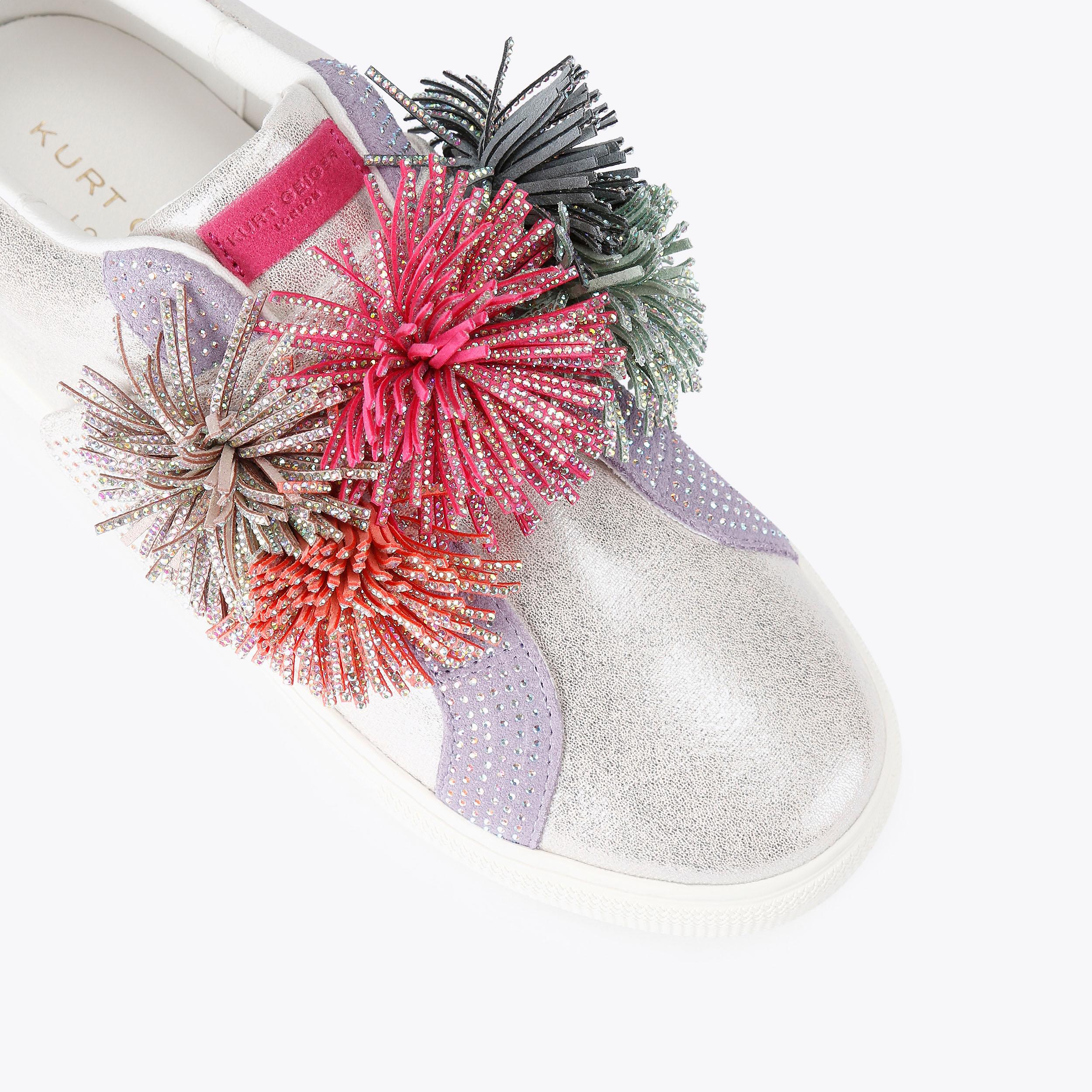 Kurt Geiger London Laney Pom Pom — Metallic Silver Sneaker, view 5