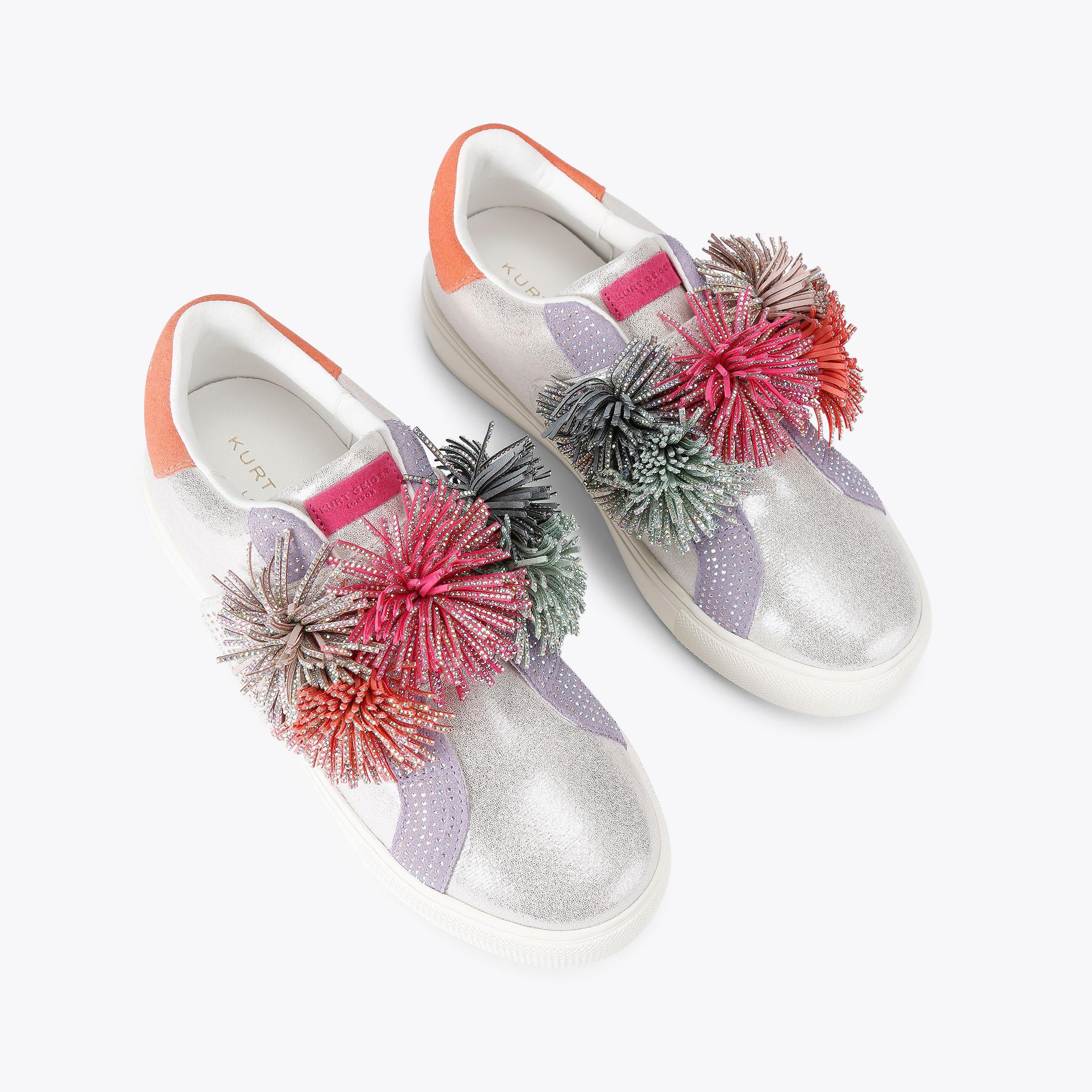 Kurt Geiger London Laney Pom Pom — Metallic Silver Sneaker