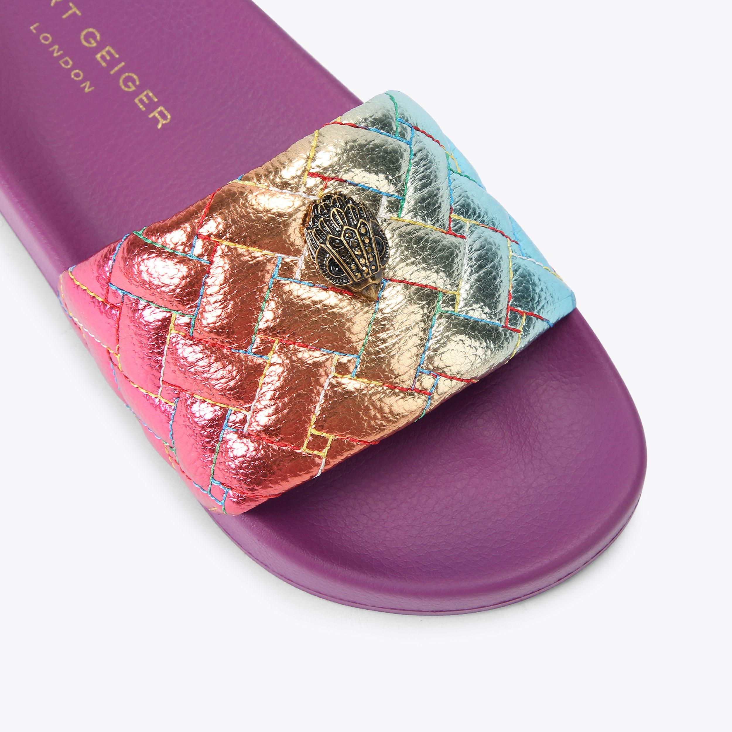 Kurt Geiger London Meena Eagle — Metallic Ombré Quilted Slide, view 5