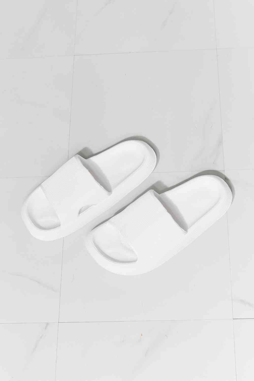White Open Toe Slides