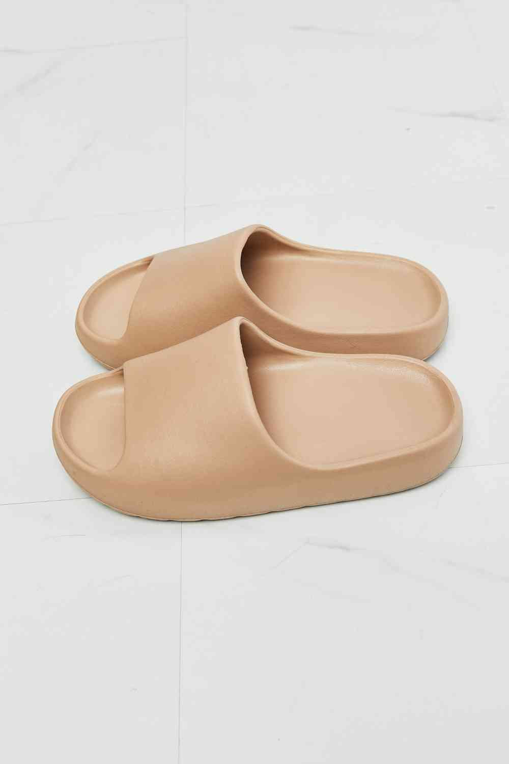 Beige Chic Rubber Slides in Black