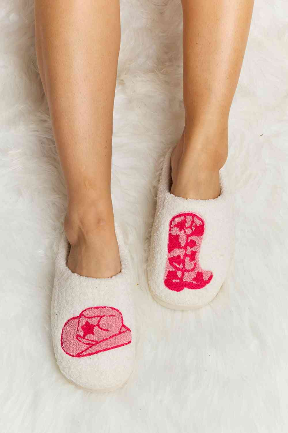 Print Plush Slide Slippers