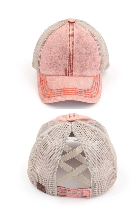 CC Washed Denim Criss Cross Cap