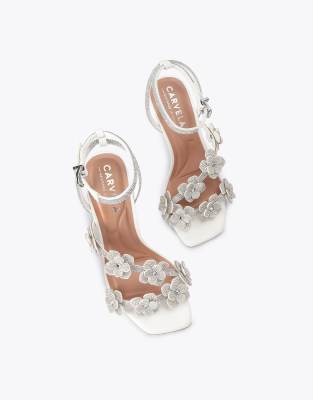 Petalo — White Diamante Heeled Sandal, view 2