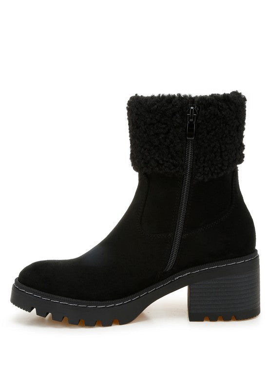 Woolly Faux Fur & Embroidery Detail Boots