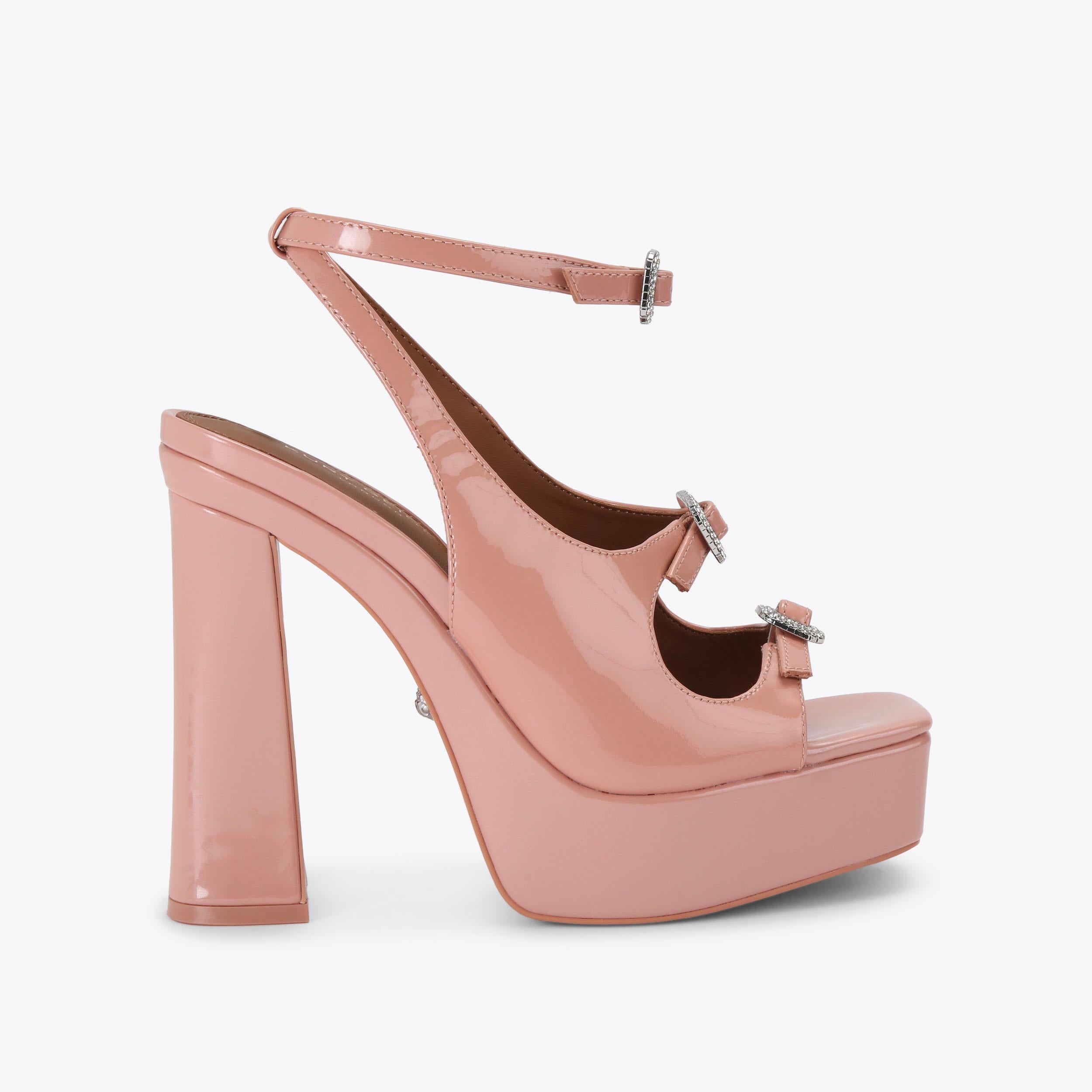 Buckle Platform — Blush Crystal Sandal, side profile