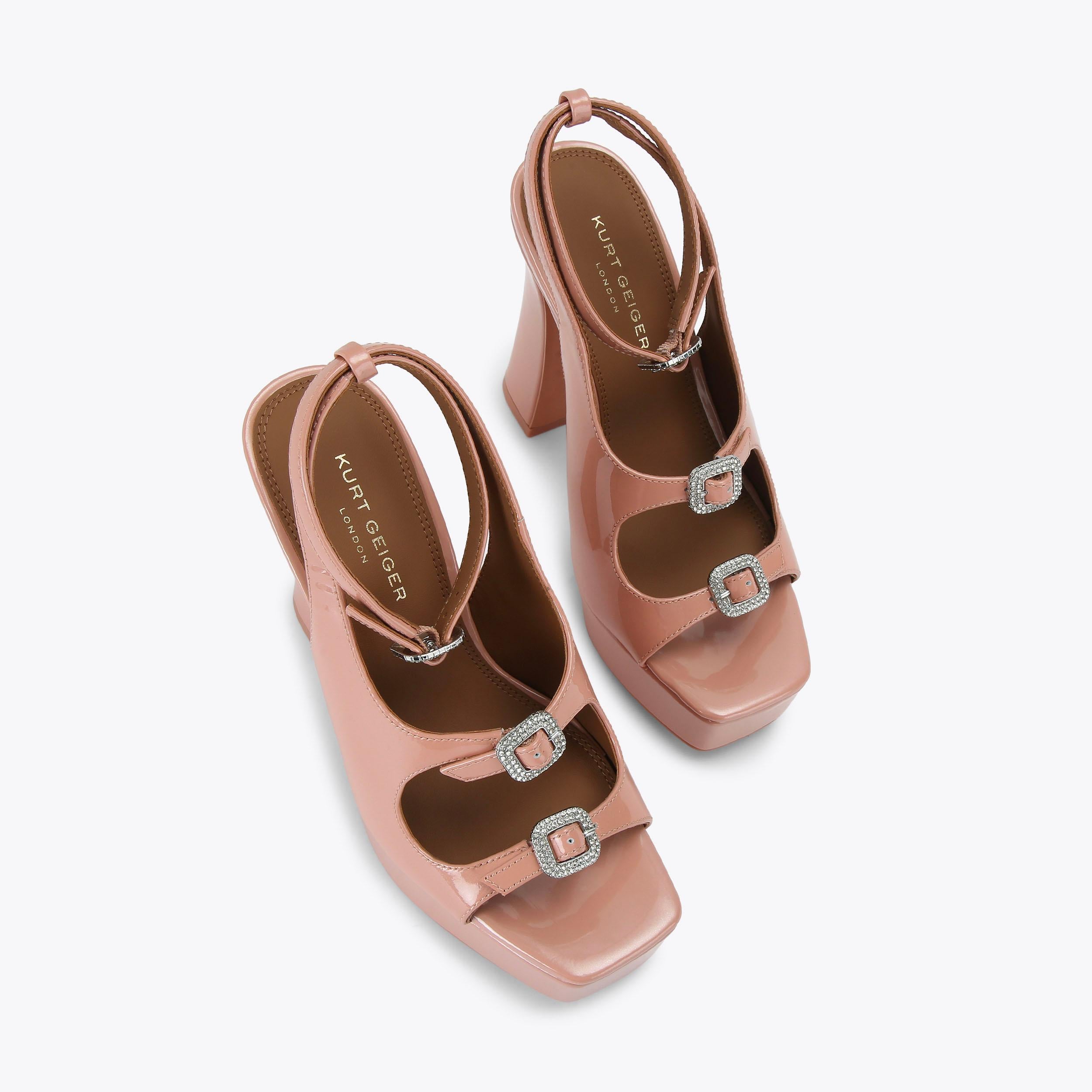 Buckle Platform — Blush Crystal Sandal, view 3