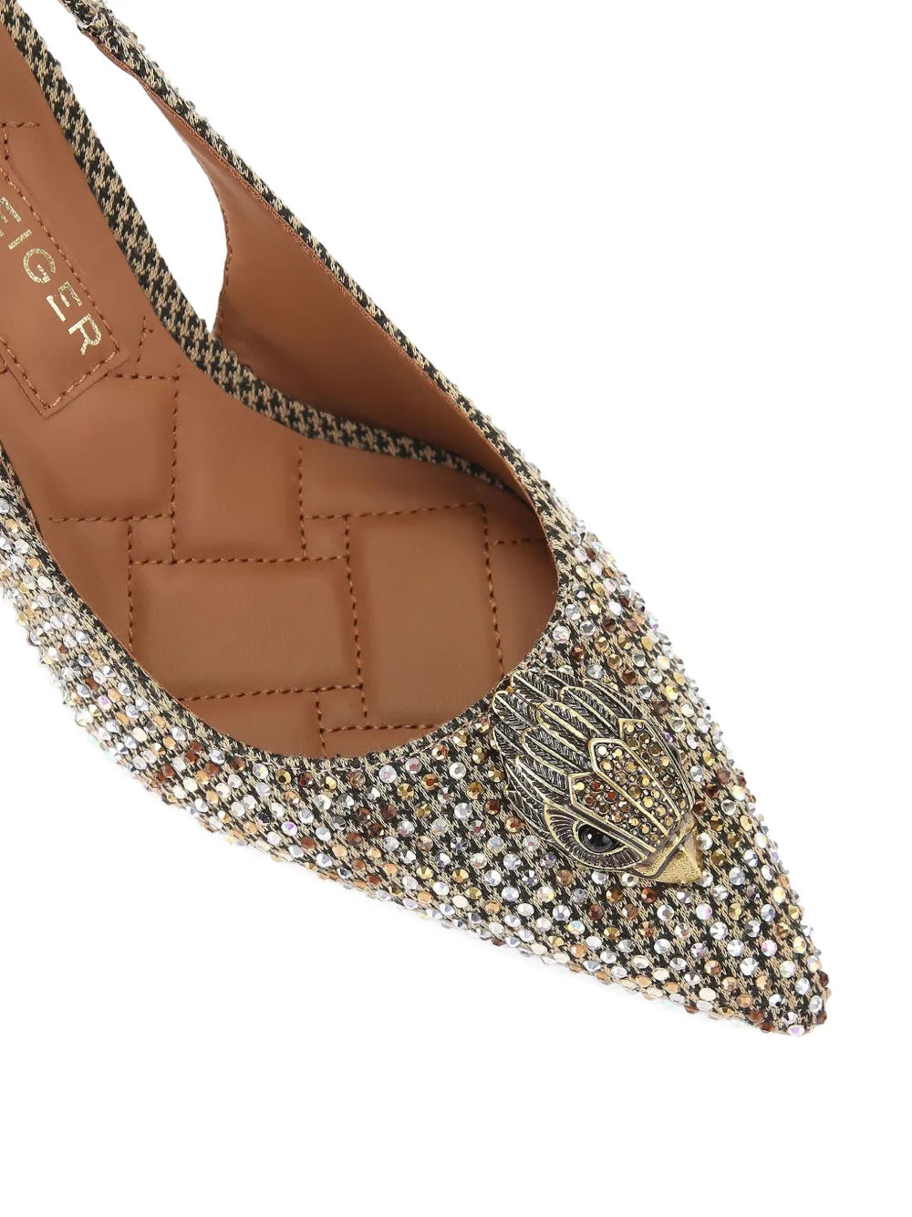 Belgravia — Beige Houndstooth Slingback Pumps, view 5