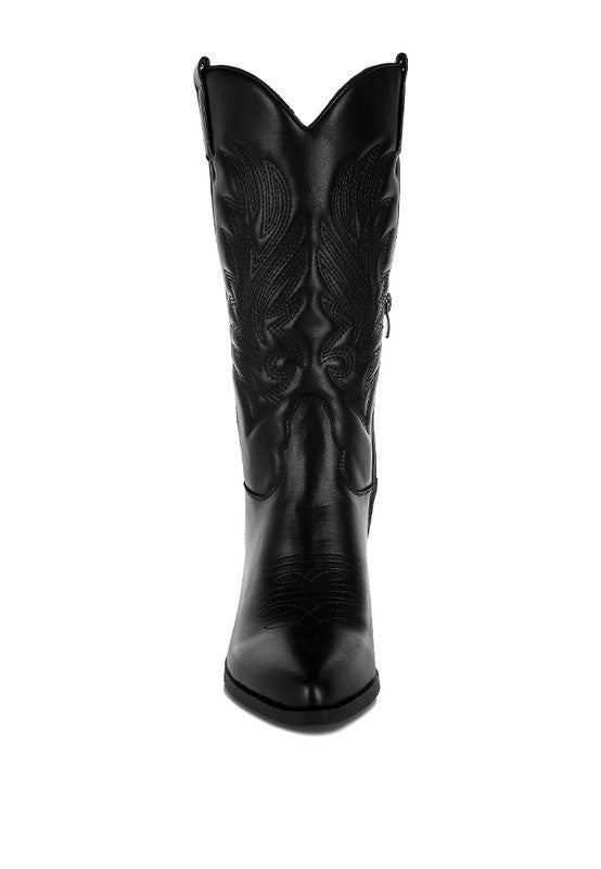 Saguaro Faux Leather Long Cowboy Boots