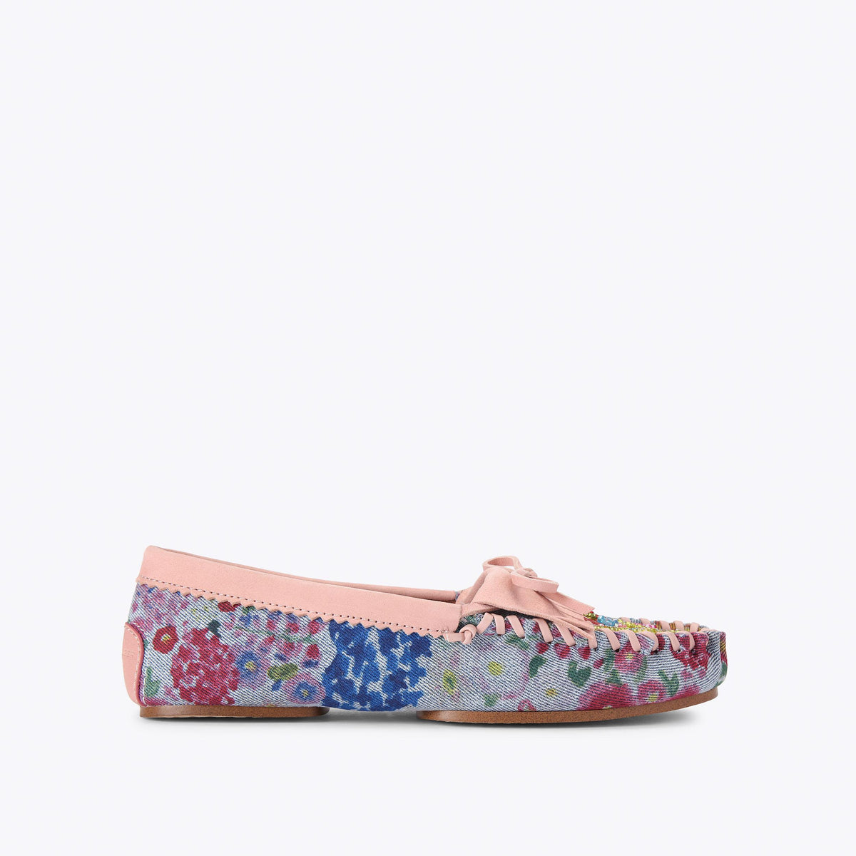 Beaded Moccasin — Blue Pale Combination Denim Loafer, side profile