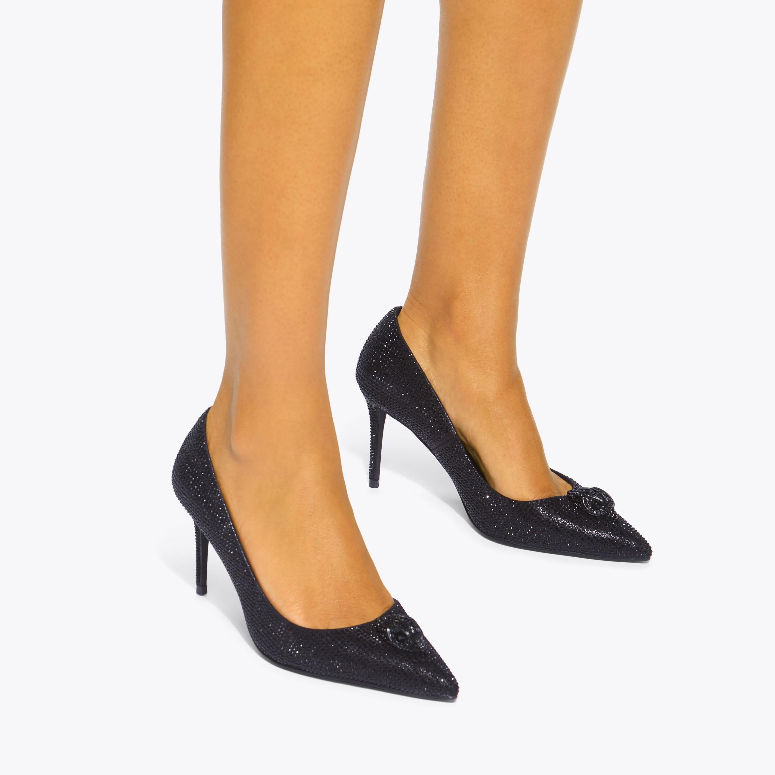 Belgravia Eagle Court — Black Crystal Court Heel, worn on foot