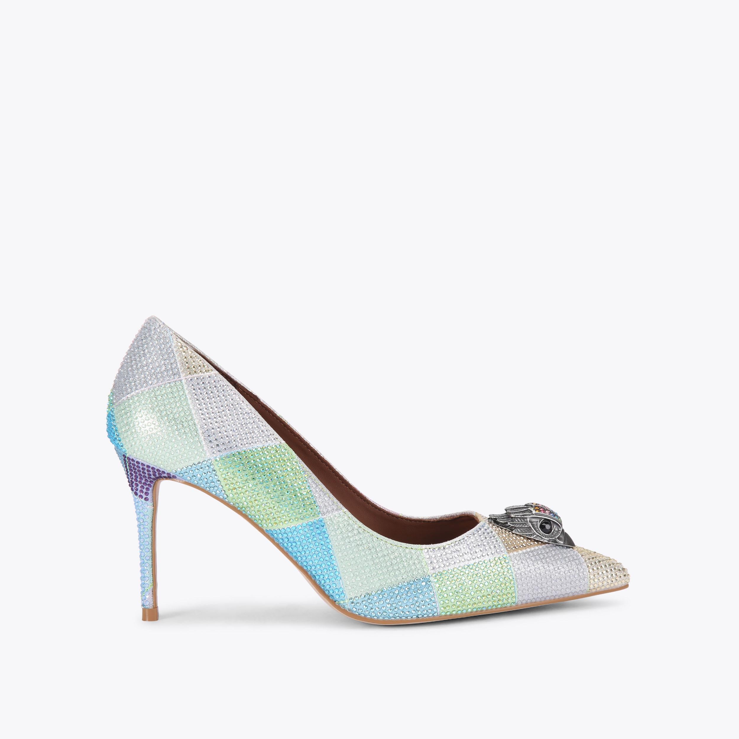 Belgravia Eagle — Pastel Chequered Court Heel, side profile