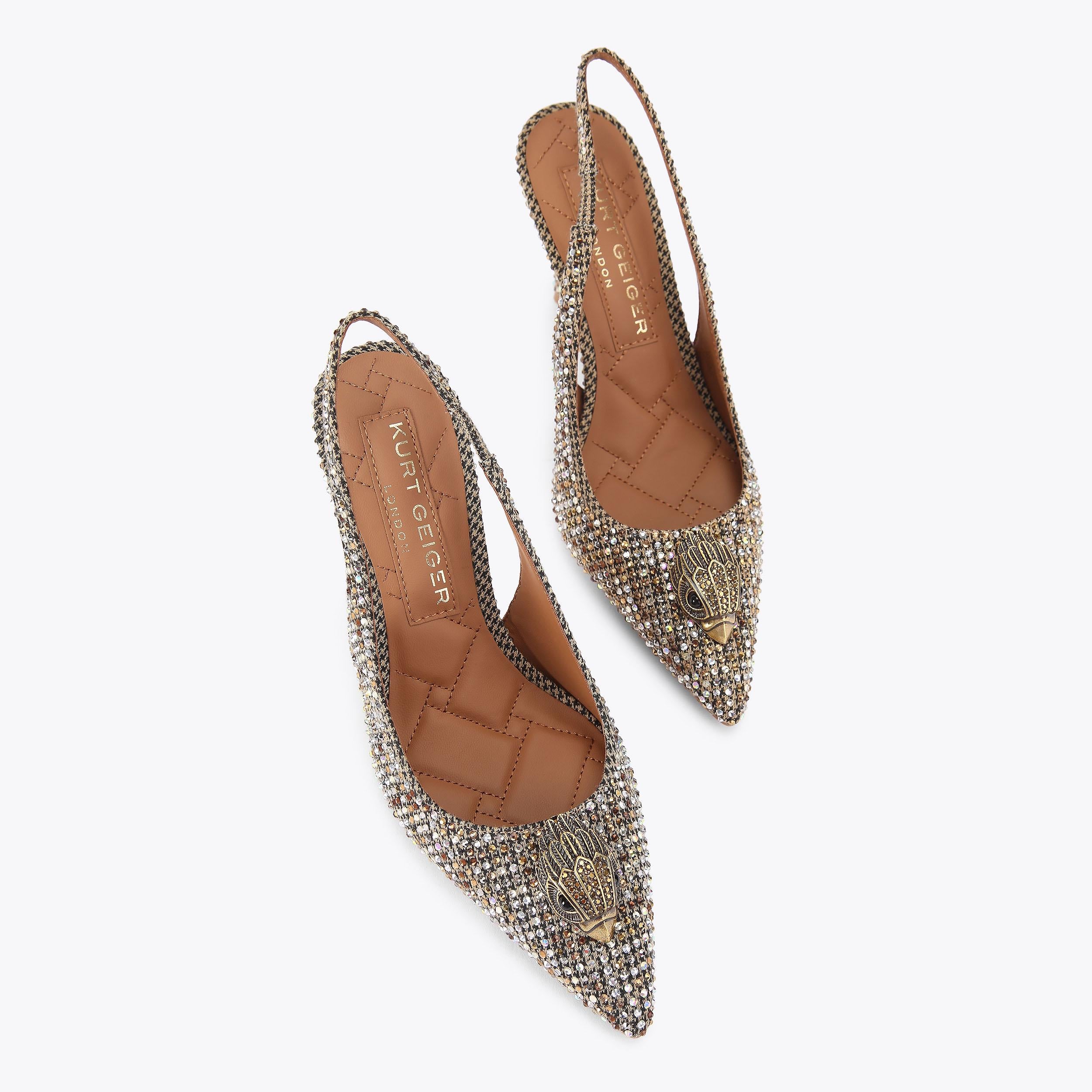 Belgravia High Sling — Beige Combination Crystal Heel, view 4