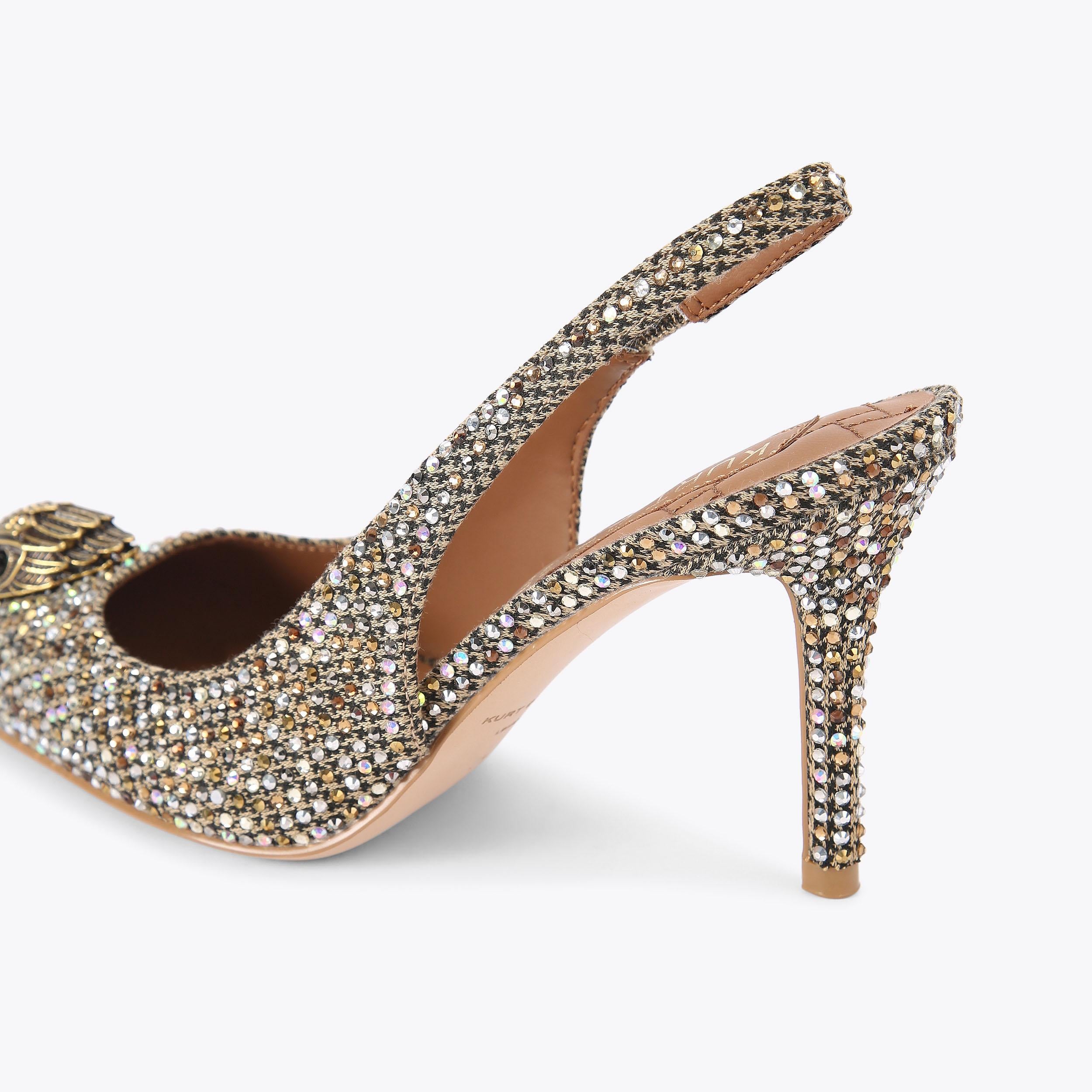 Belgravia High Sling — Beige Combination Crystal Heel, detail