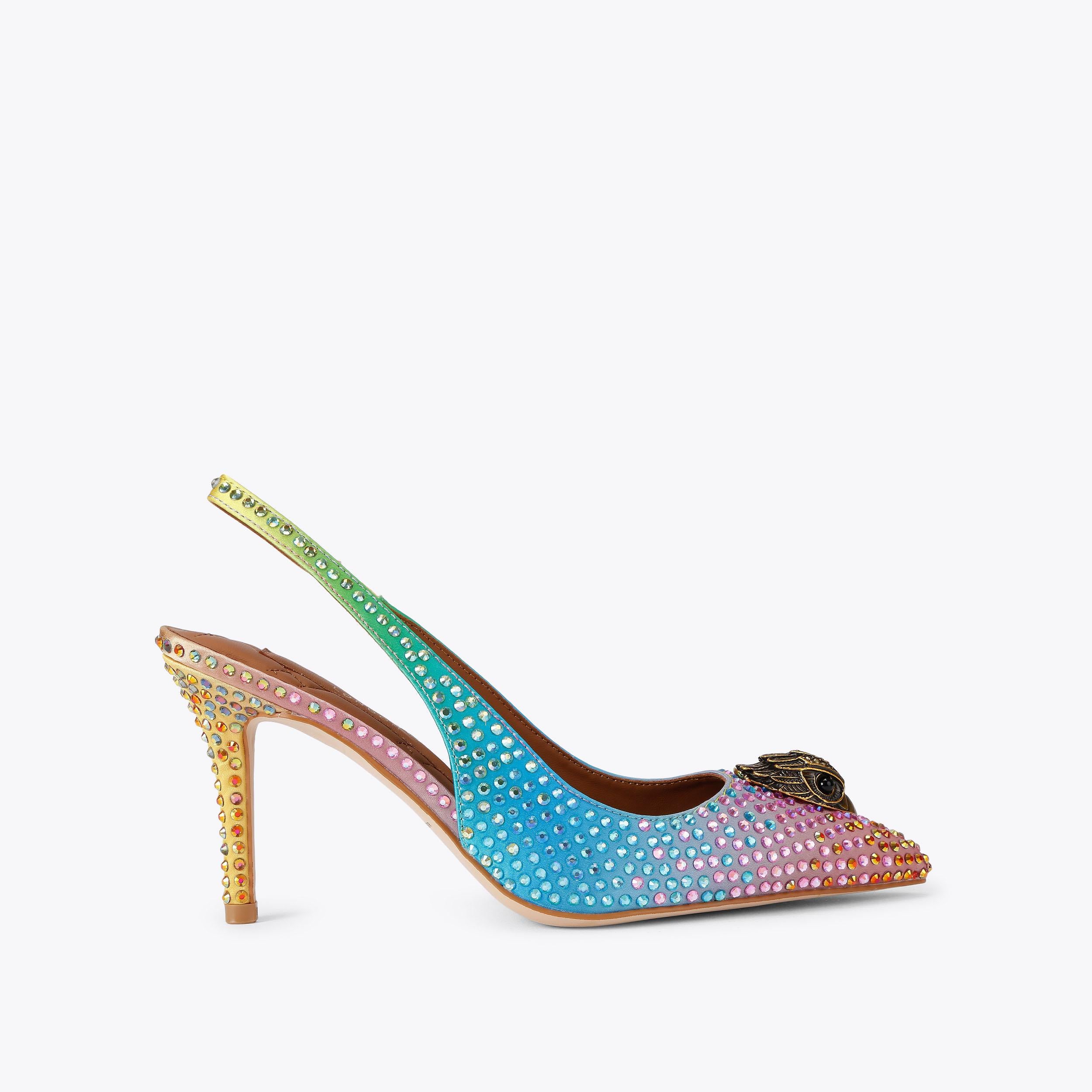 Belgravia Sling — Ombre Satin Crystal Heel, side profile