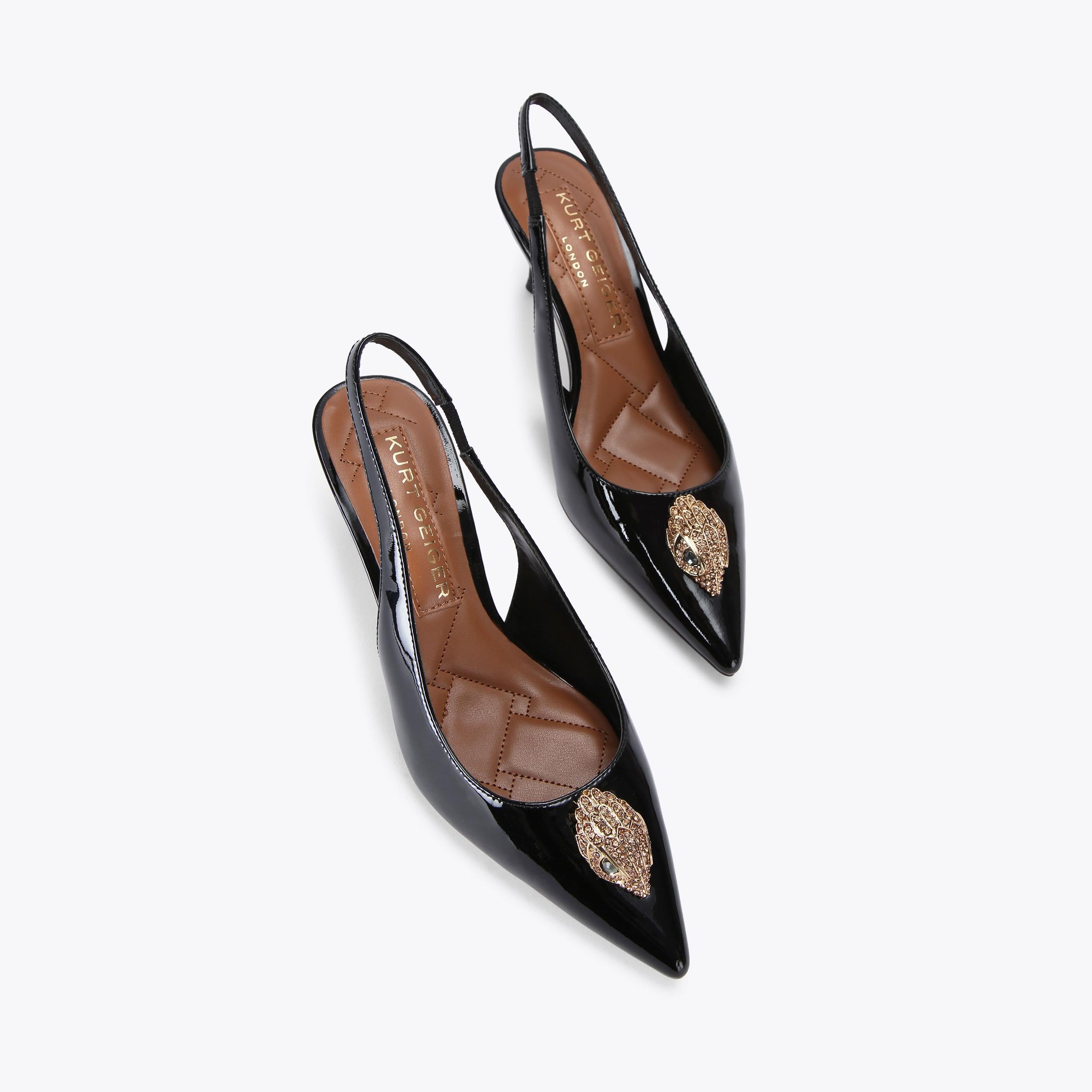 Belgravia Sling Back — Black Patent Crystal Heel, view 4
