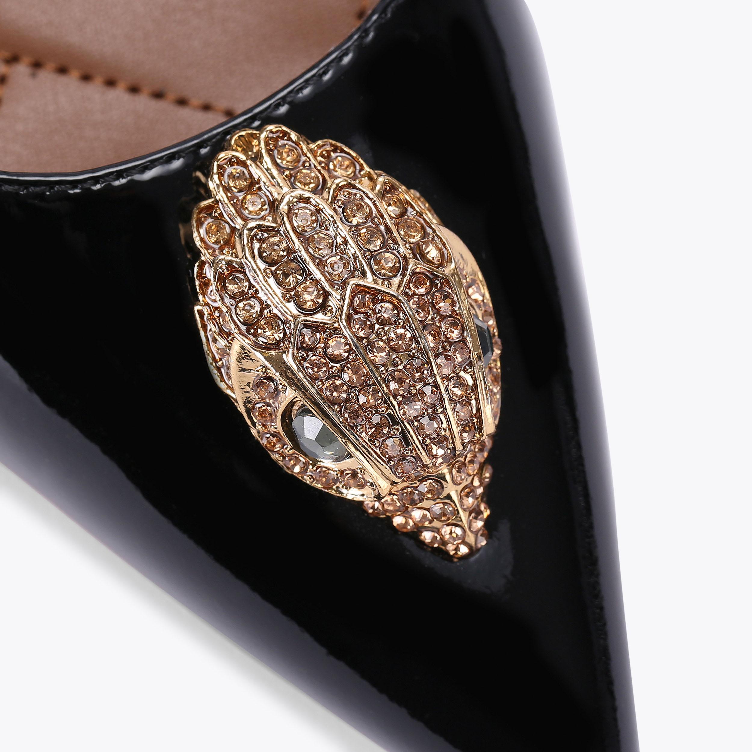 Belgravia Sling Back — Black Patent Crystal Heel, view 6