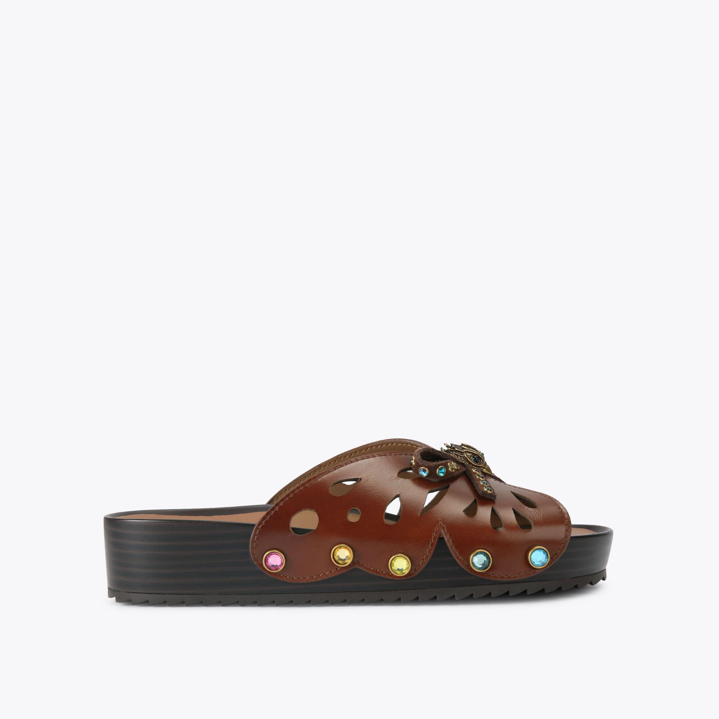 Kurt Geiger London Boho Butterfly — Brown Leather Sandal