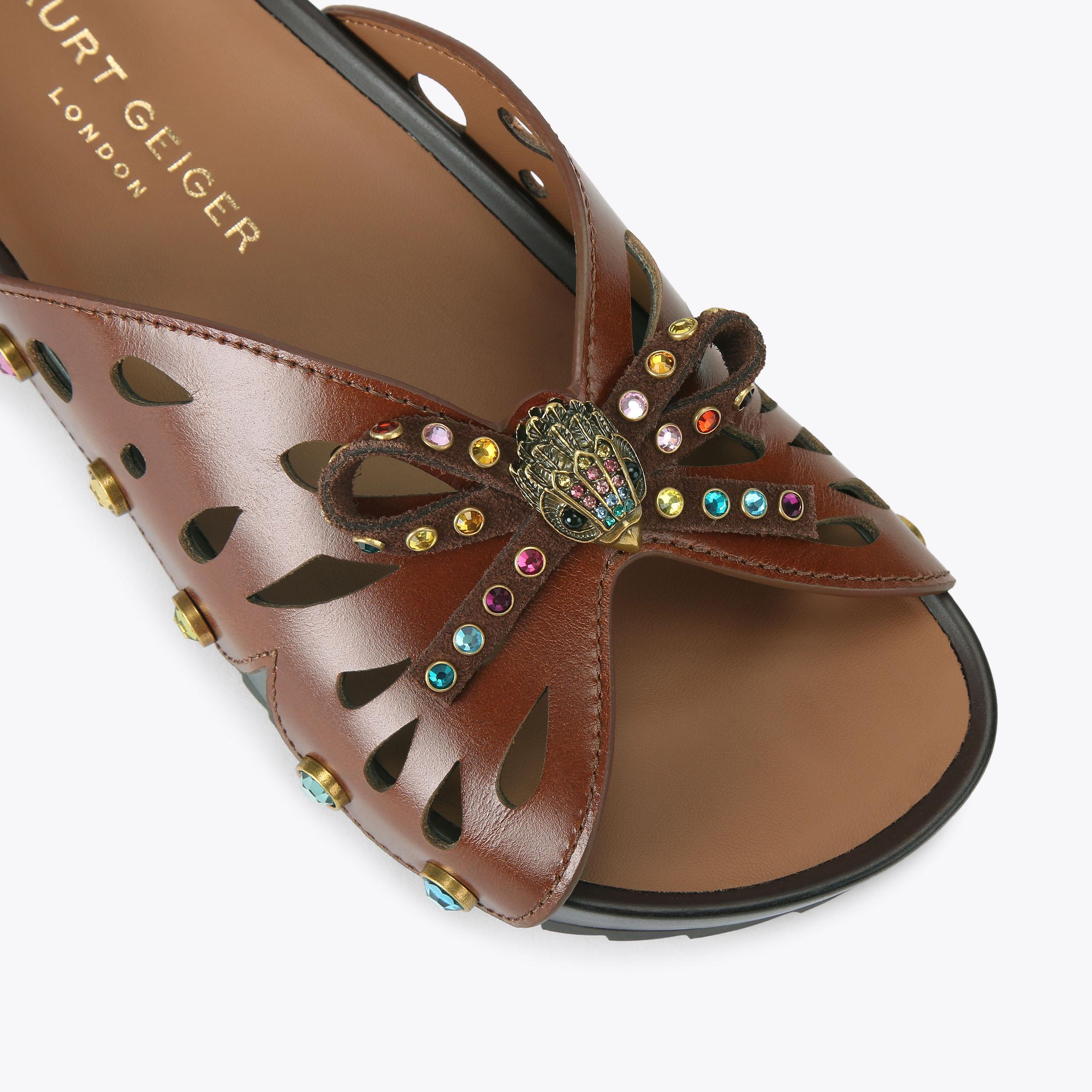 Kurt Geiger London Boho Butterfly — Brown Leather Sandal, view 5
