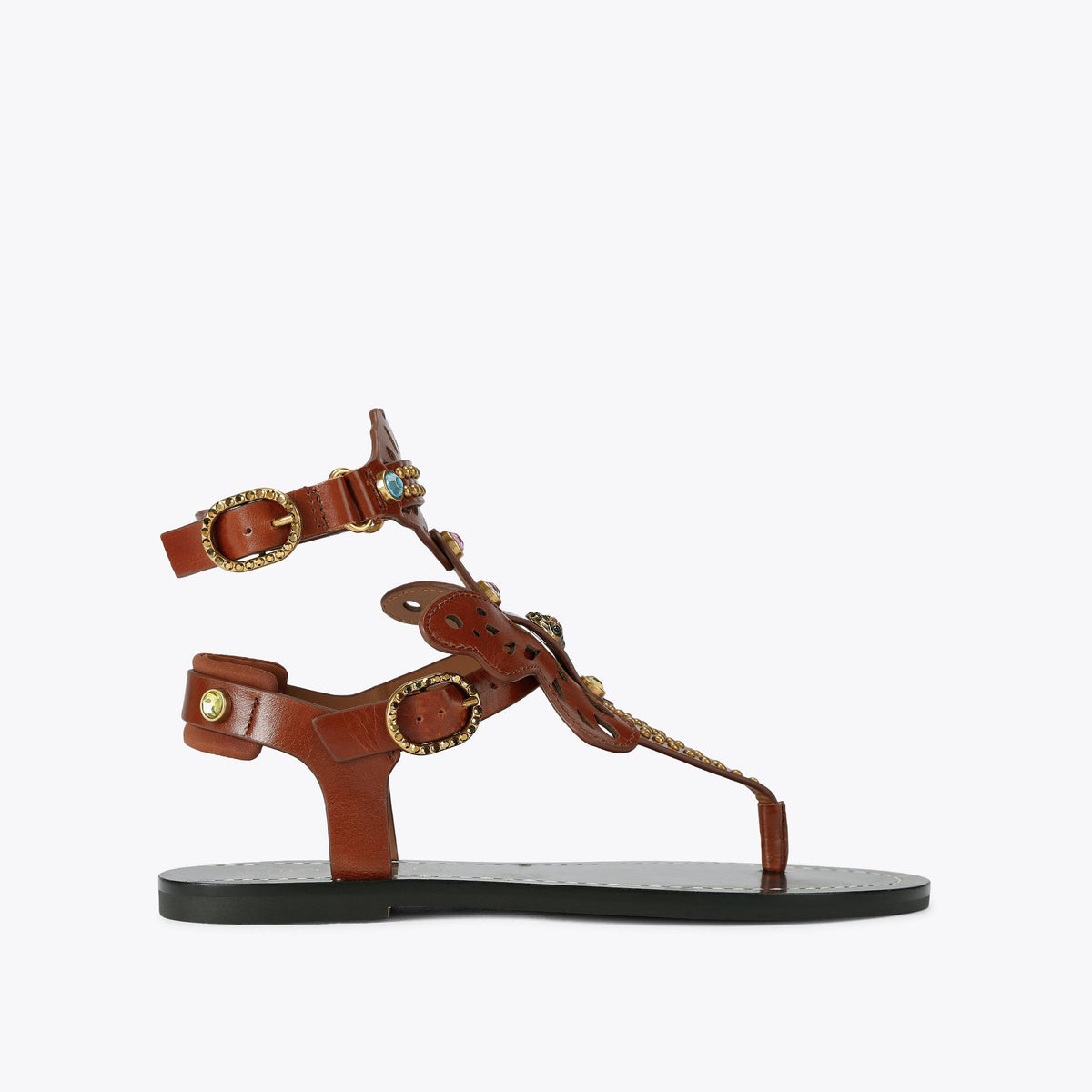 Boho Butterfly Gladiator — Brown Leather Sandal, side profile