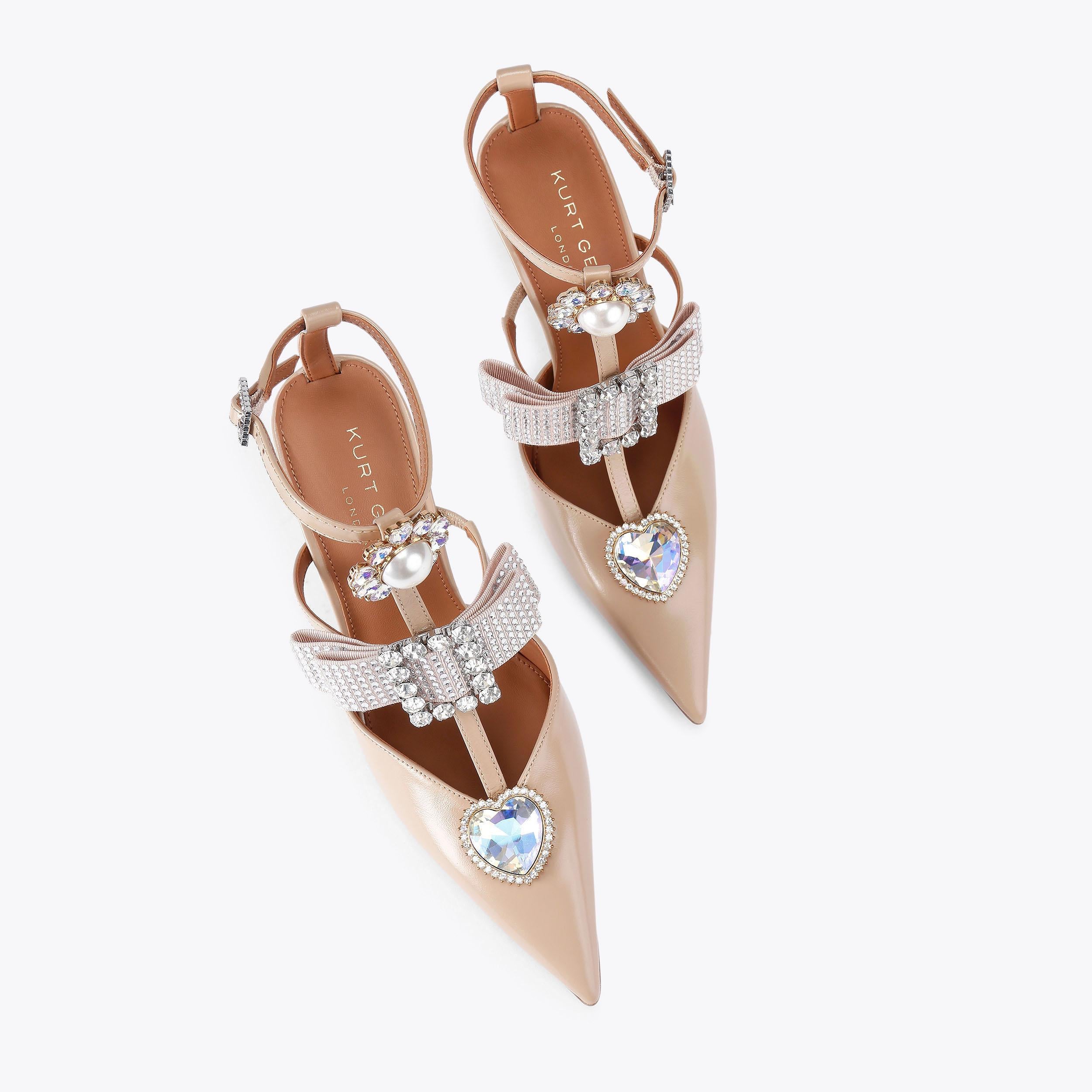 Bow Point Gladiator Court — Blush Patent Crystal Court Shoe, view 4