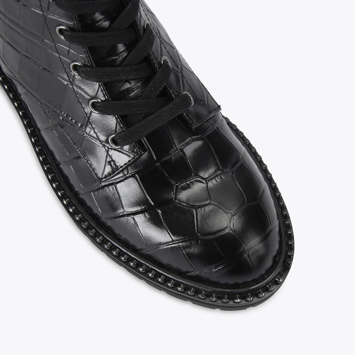 Brixton Buckle — Black Croc Print Ankle Boot, view 6