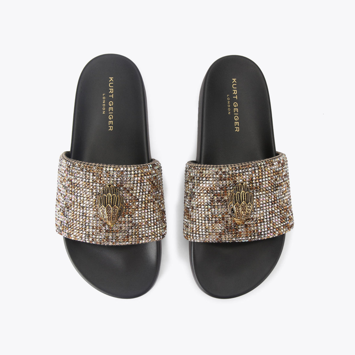 Brockwell — Beige Houndstooth Crystal Slide, view 4