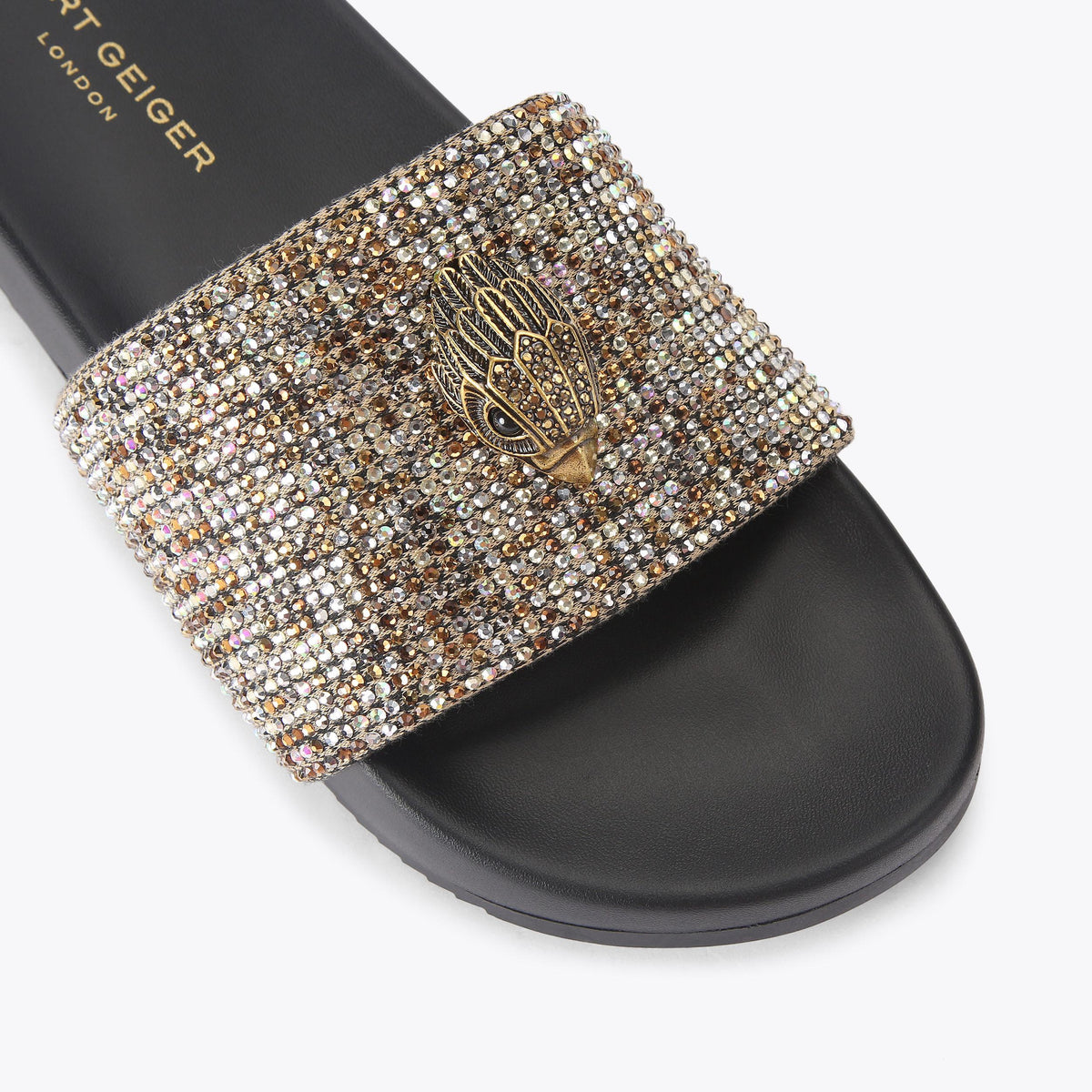 Brockwell — Beige Houndstooth Crystal Slide, view 5