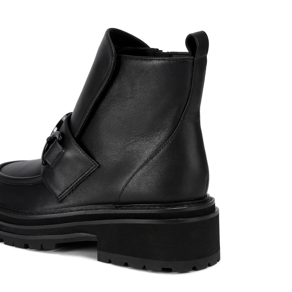 Bromley Snaffle Boot — Black Leather Ankle Boot, detail