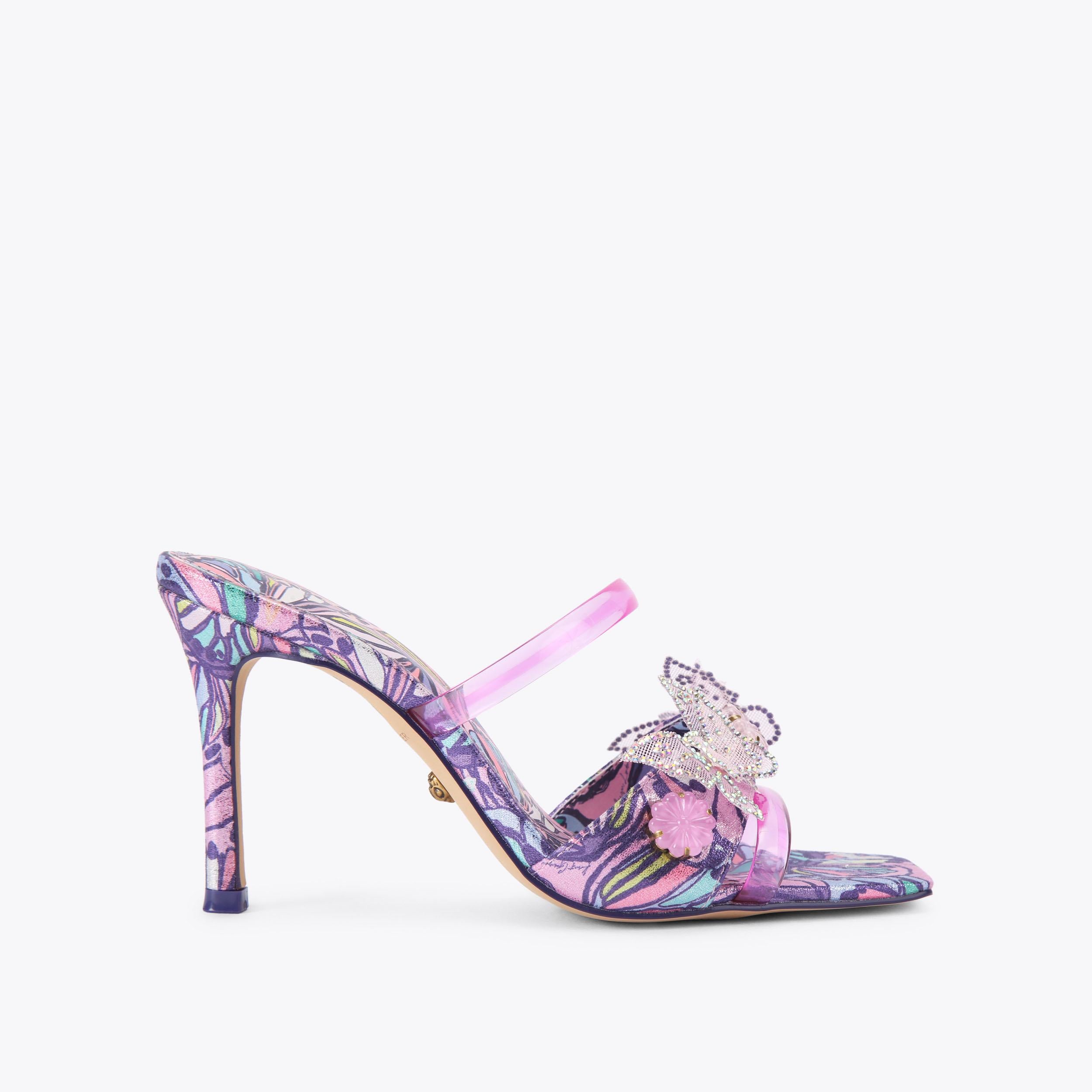 Butterfly Mule Sandal — Lilac Purple Mule Sandal, side profile