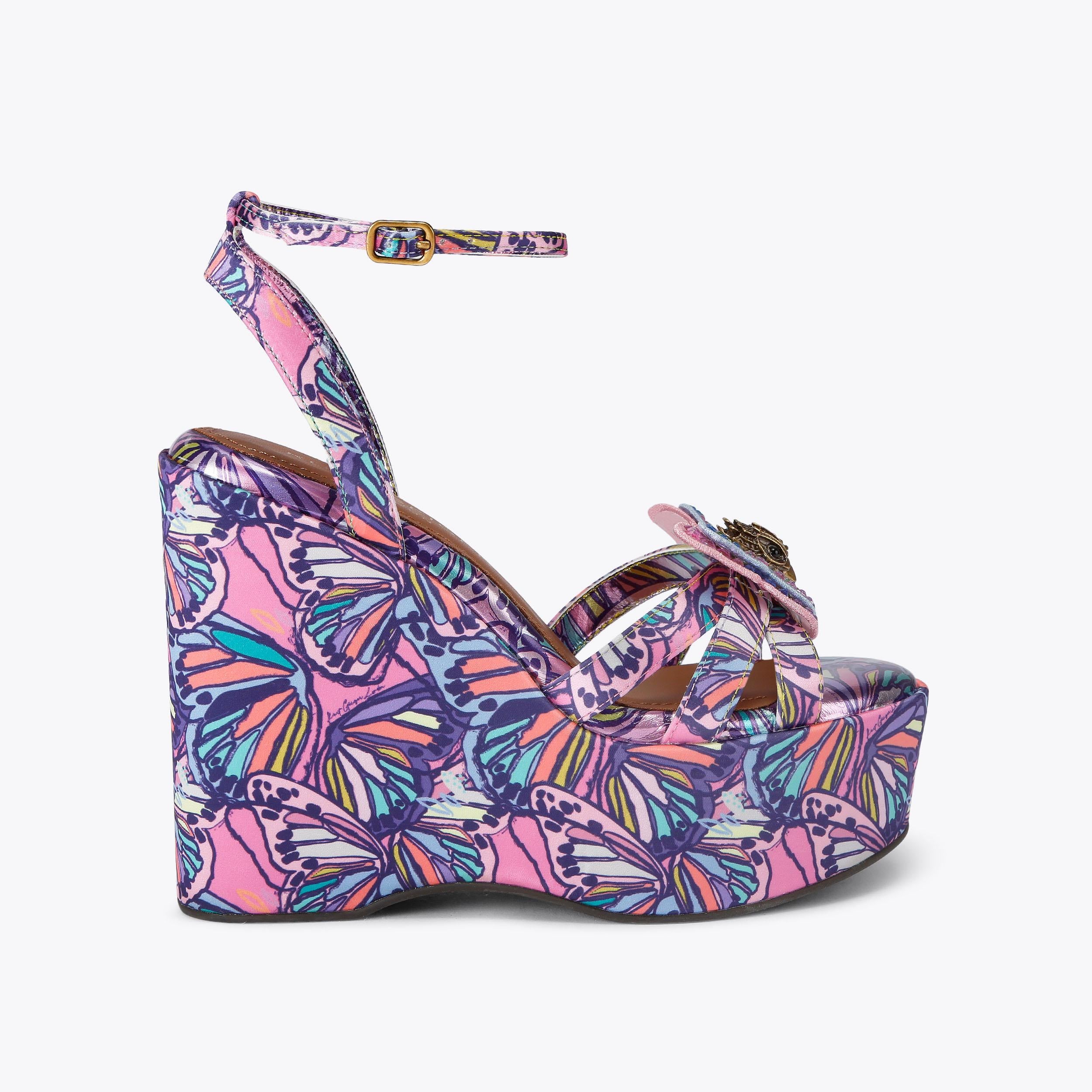Butterfly Wedge — Lilac Butterfly Print Sandal, side profile
