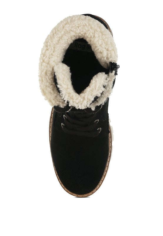 Madoka Fur Collar Chunky Ankle Boots