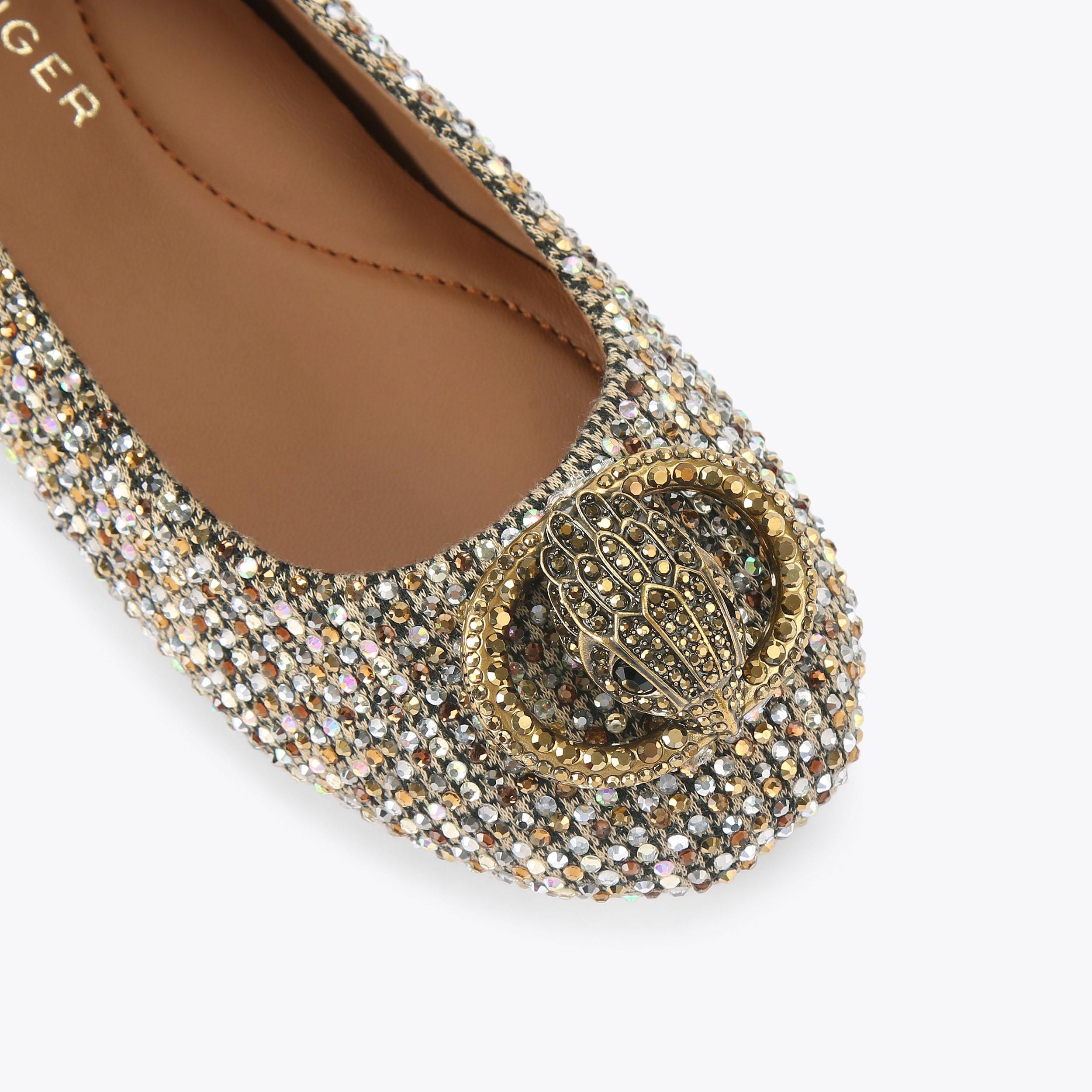 Chelsea Ballerina — Beige Combination Crystal Flat, view 5