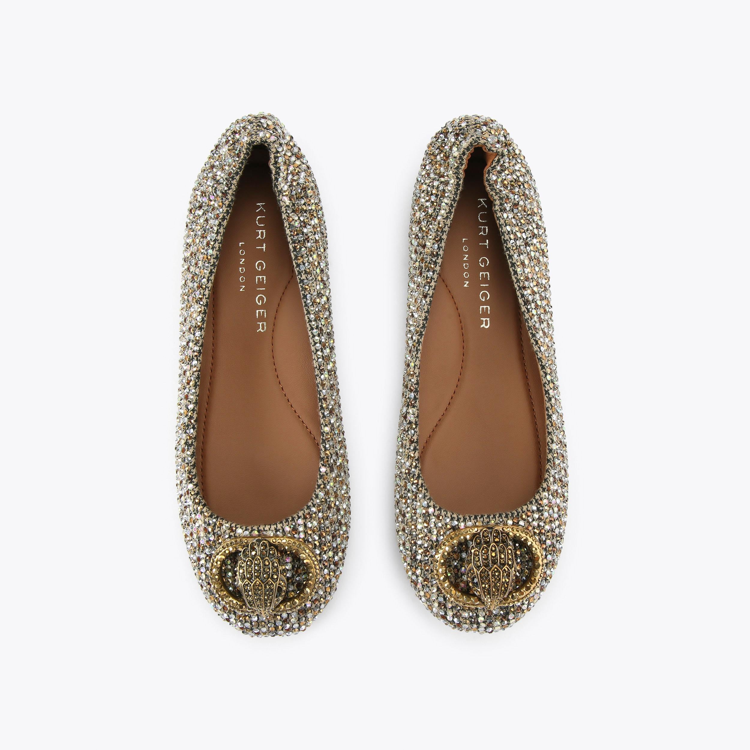 Chelsea Ballerina — Beige Combination Crystal Flat, view 4