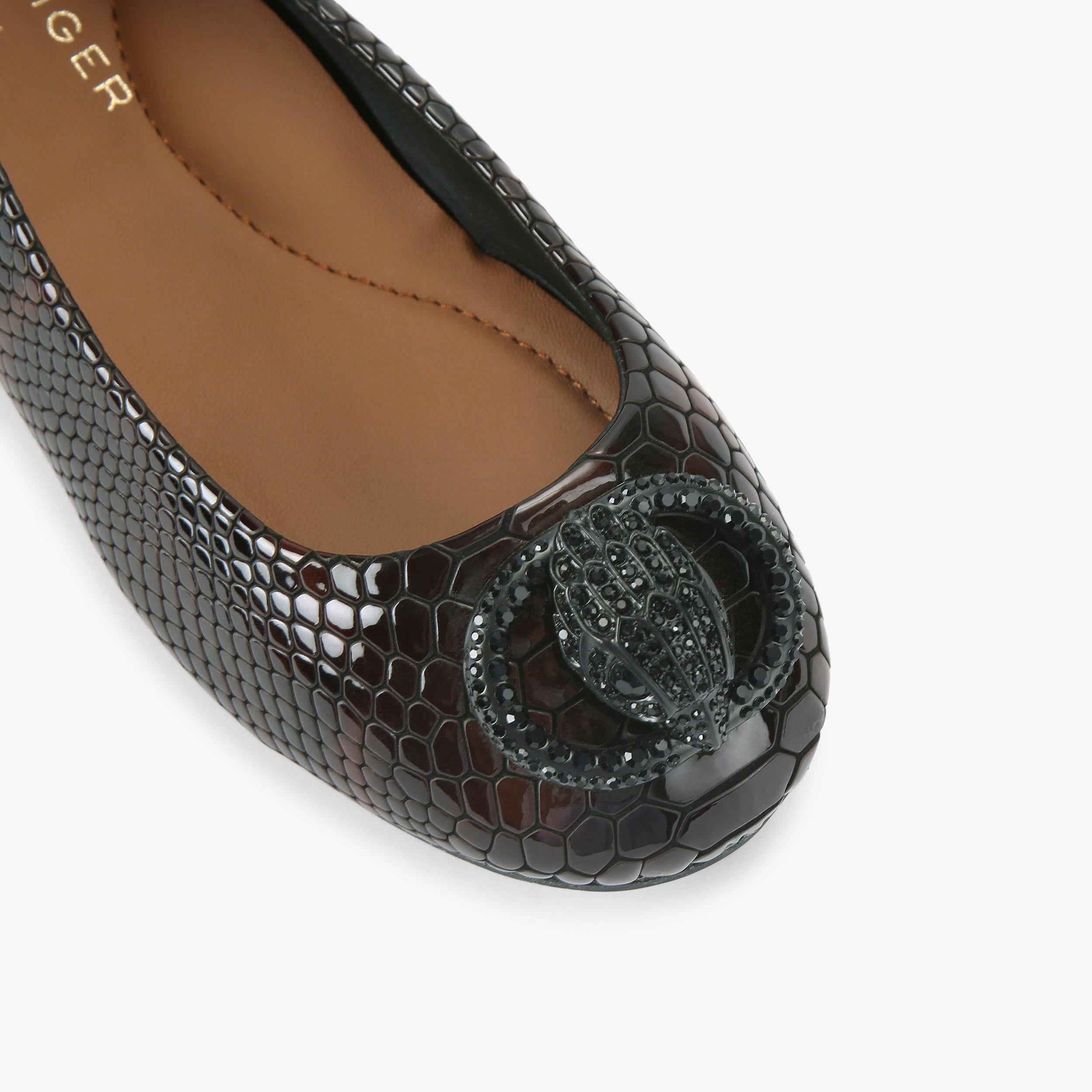 Chelsea Ballerina — Brown Snake Embossed Leather Flat, view 5