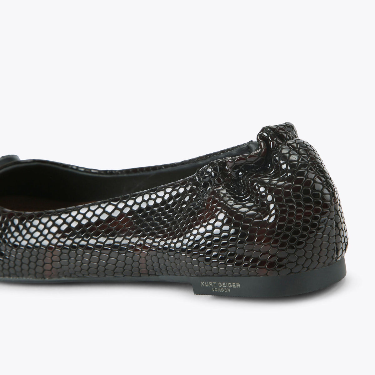 Chelsea Ballerina — Brown Snake Embossed Leather Flat, detail