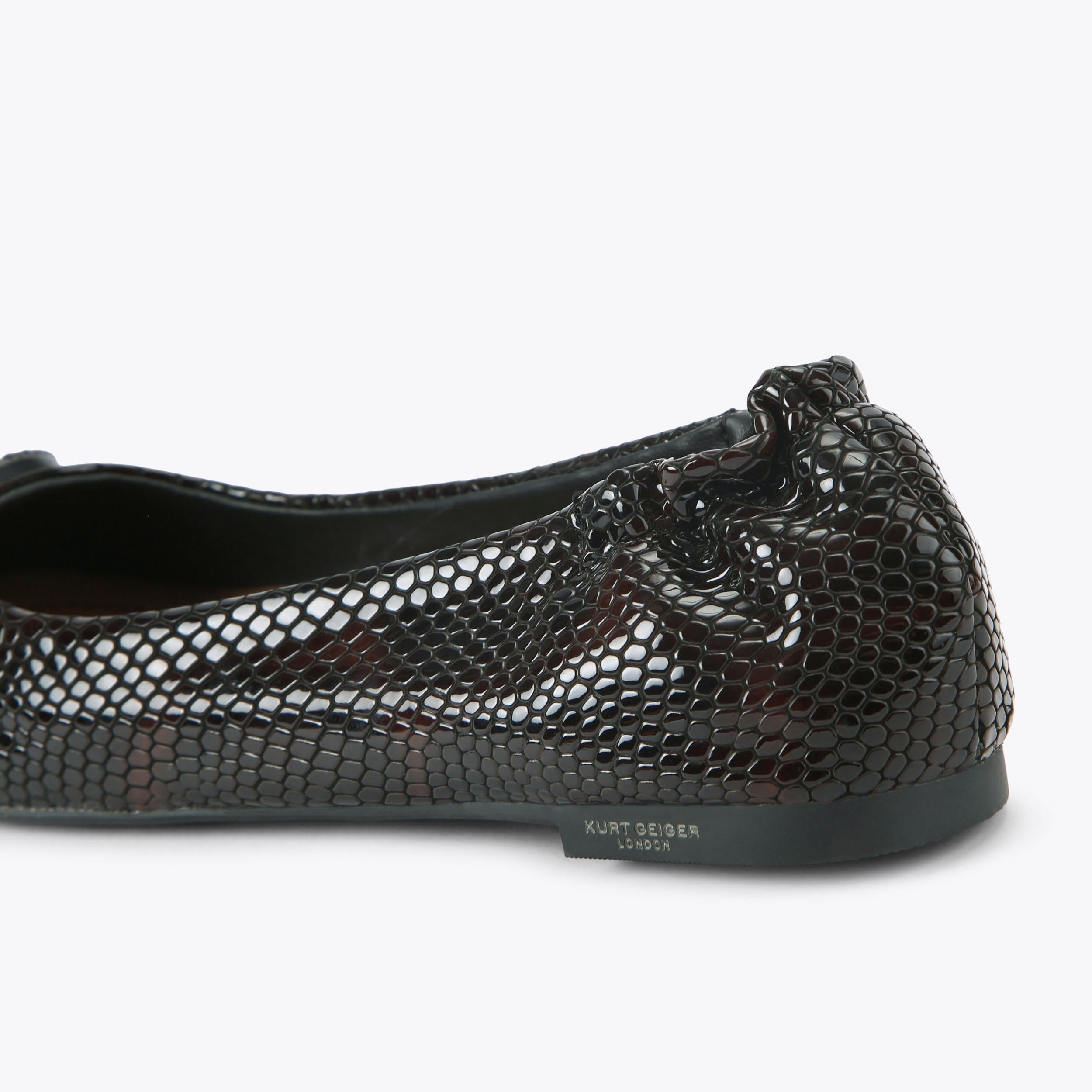 Chelsea Ballerina — Brown Snake Embossed Leather Flat, detail