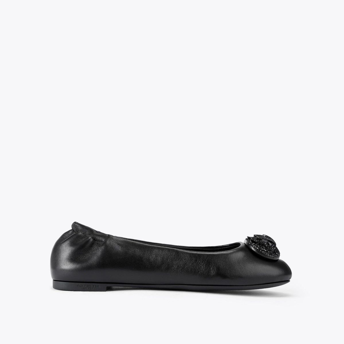 Chelsea Ballerina — Black Leather Flat, side profile