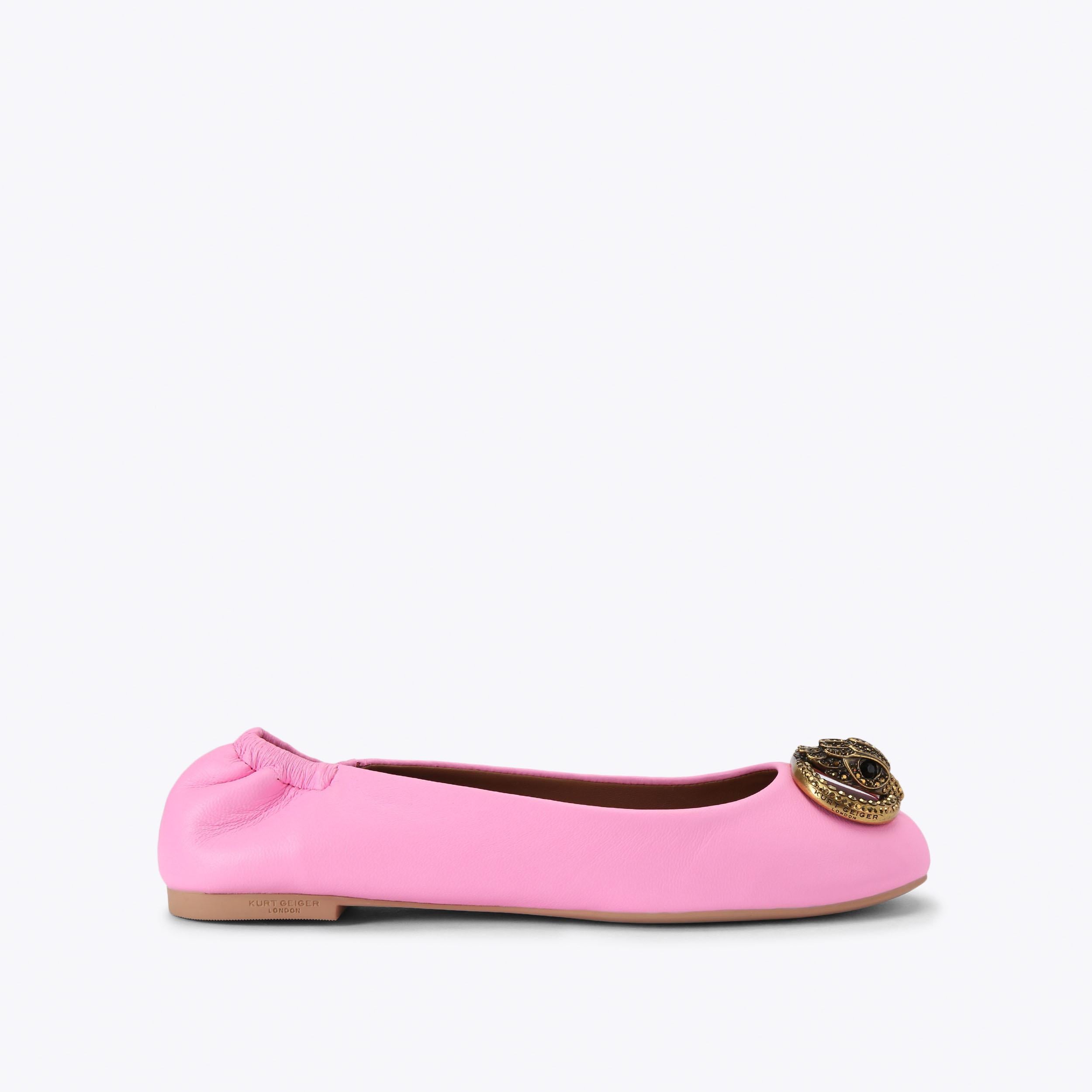 Chelsea Ballet Flat — Pink Leather Flat, side profile