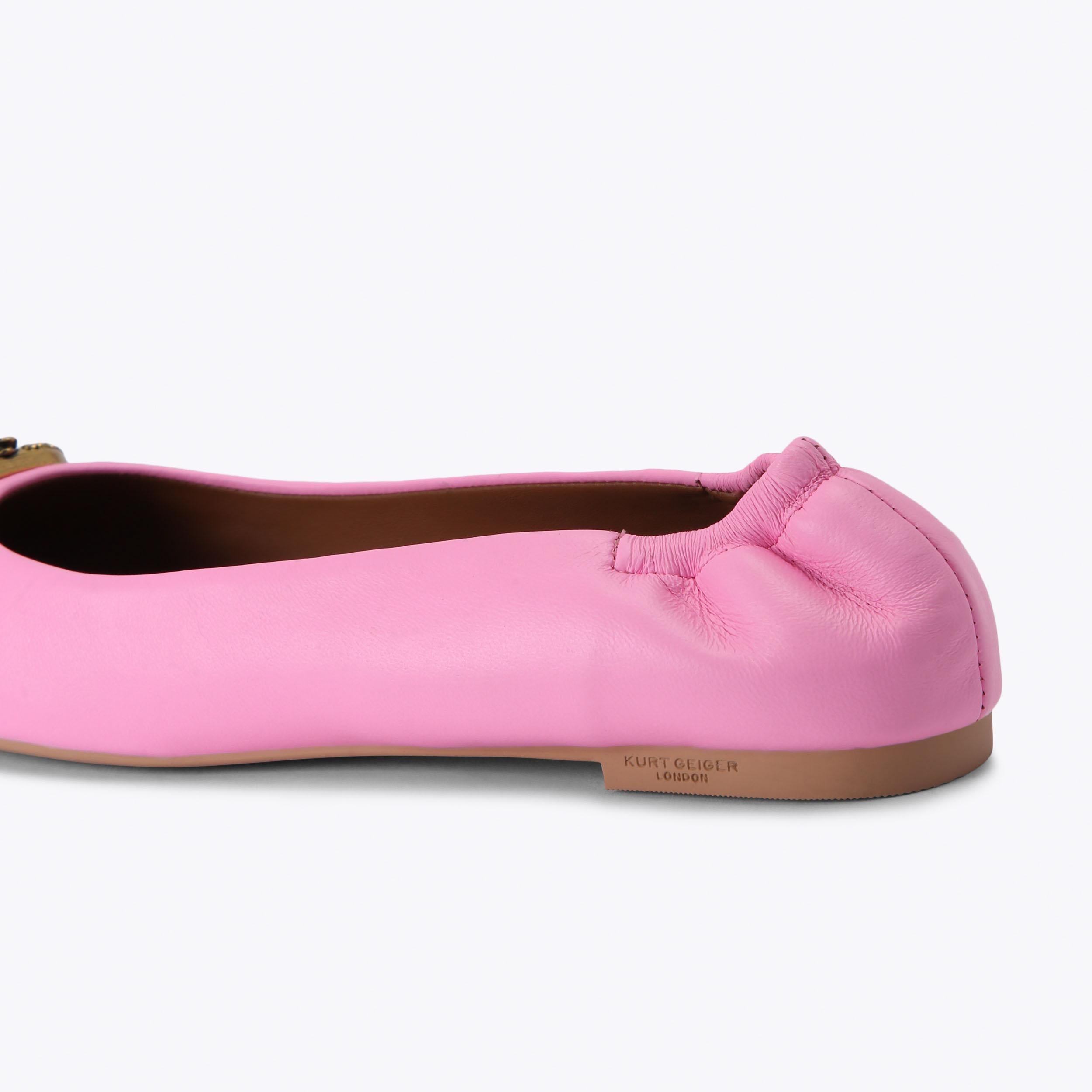 Chelsea Ballet Flat — Pink Leather Flat, detail