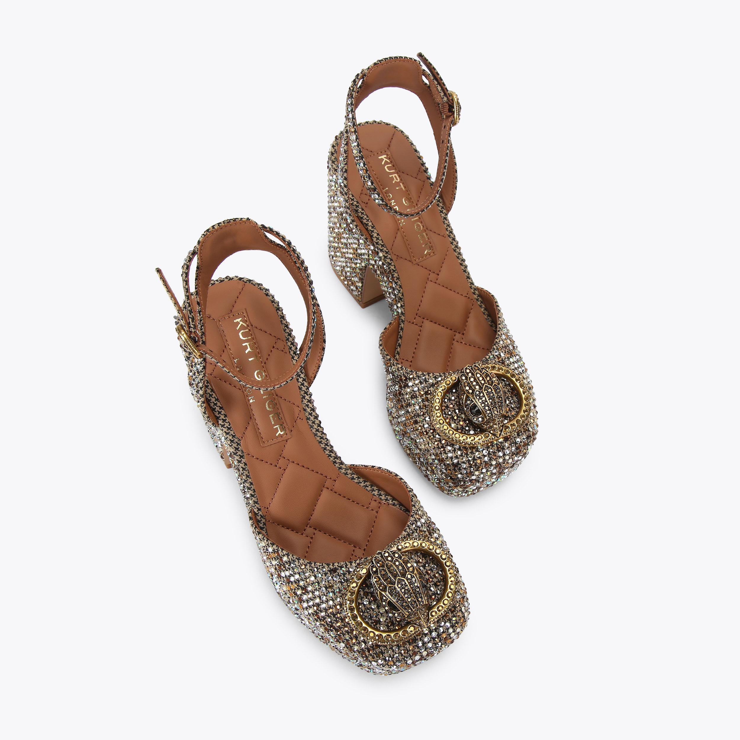 Chelsea Closed Platform — Houndstooth Crystal Sandal, view 4