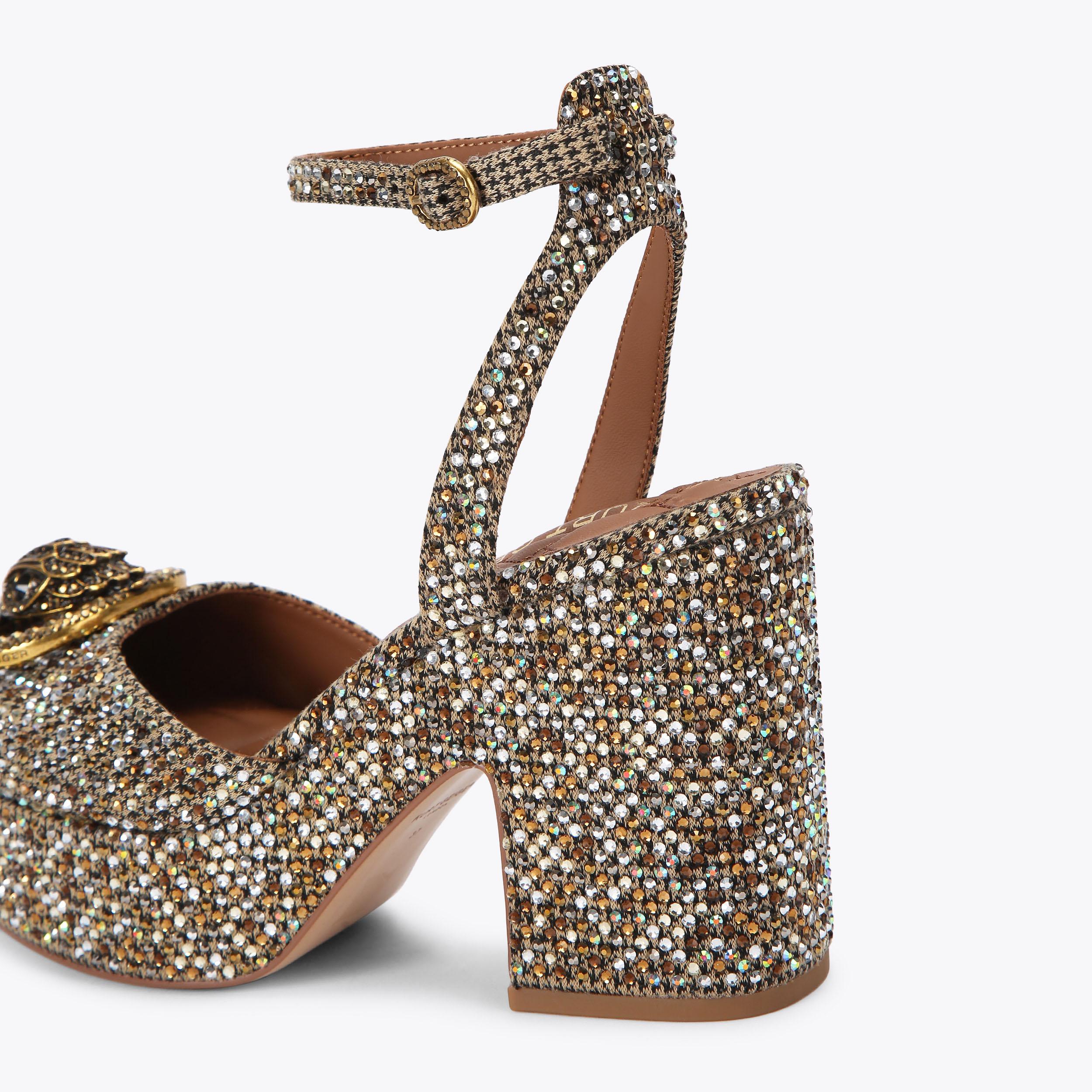 Chelsea Closed Platform — Houndstooth Crystal Sandal, detail