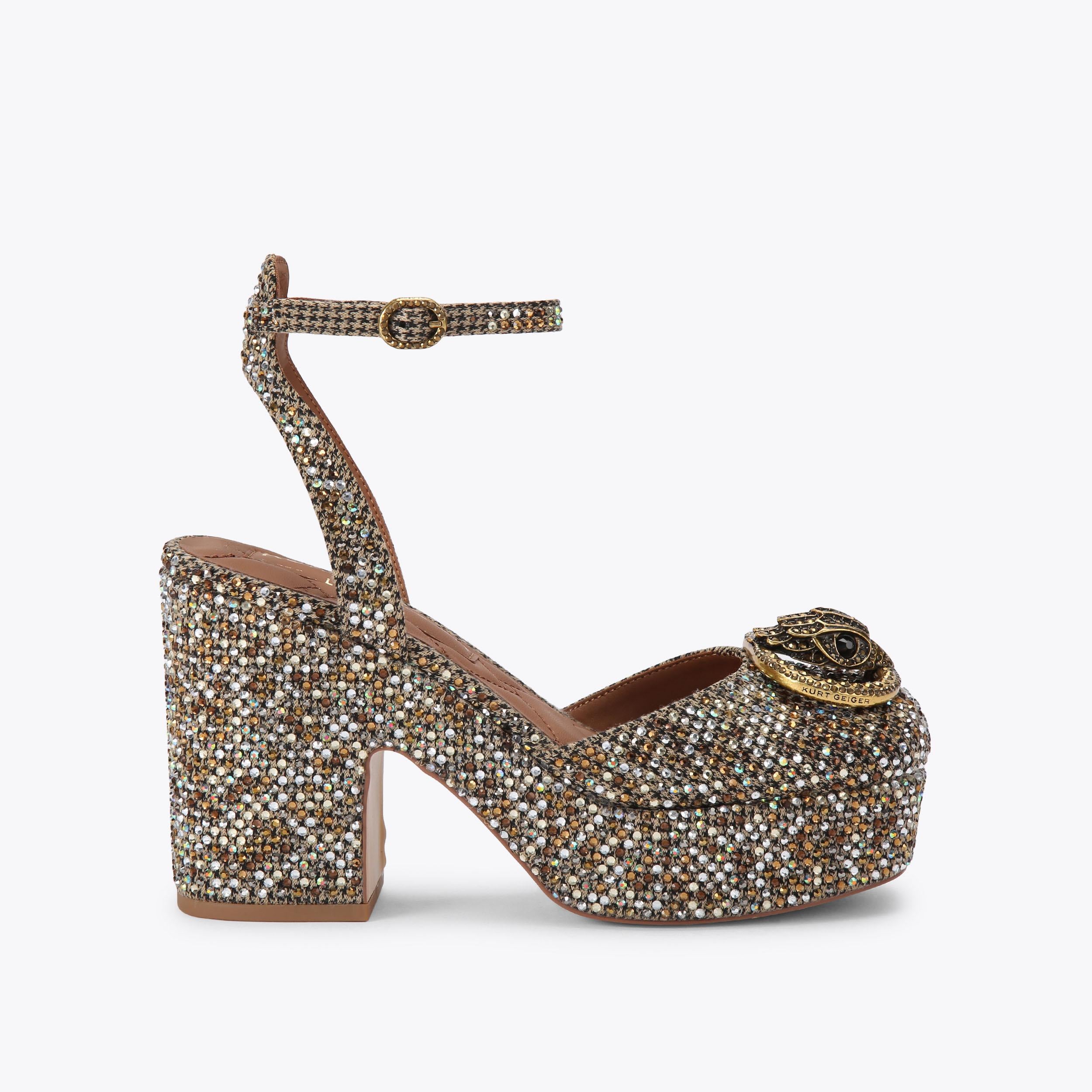 Chelsea Closed Platform — Houndstooth Crystal Sandal, side profile
