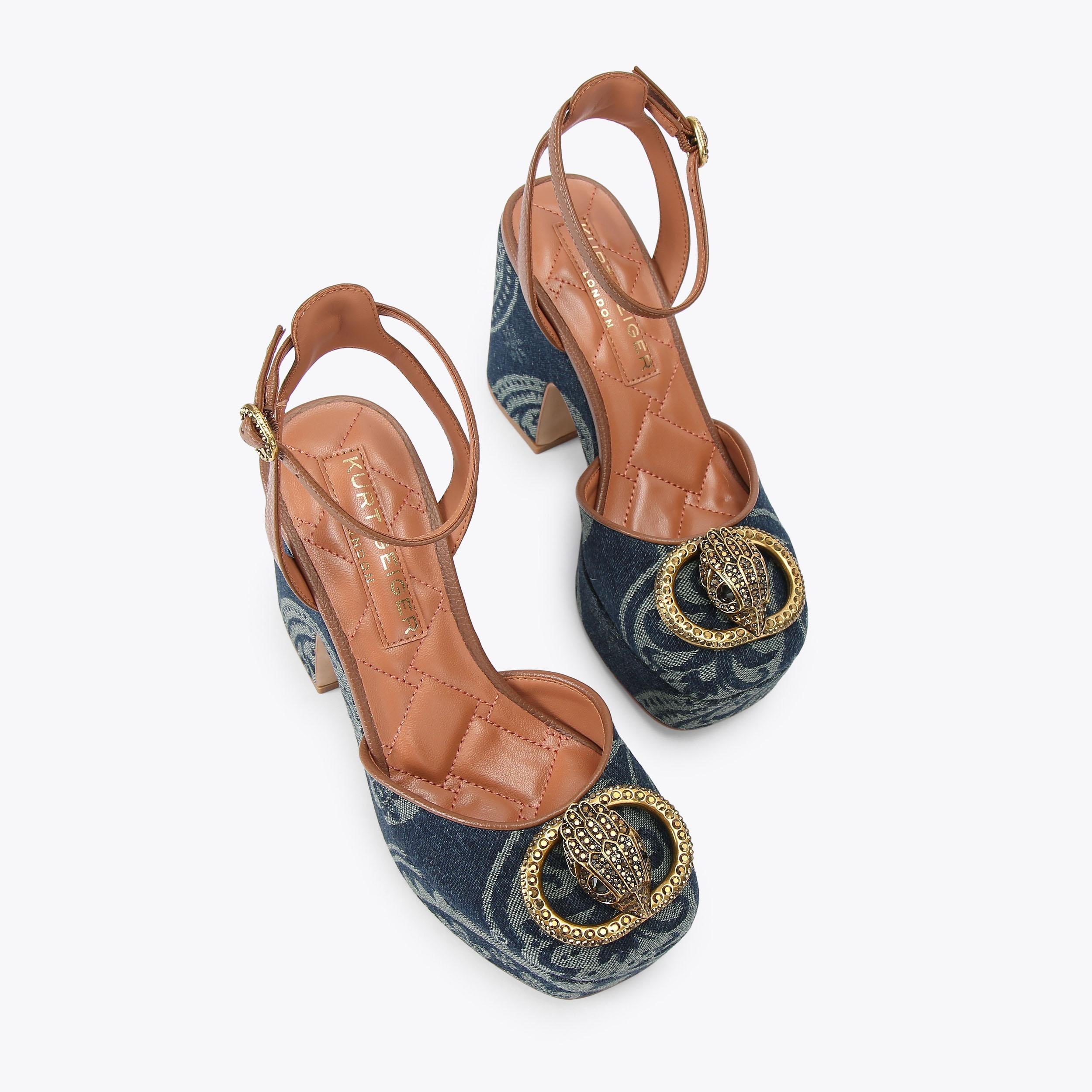 Chelsea Closed Platform — Blue Pale Combination Denim Wedge, view 4
