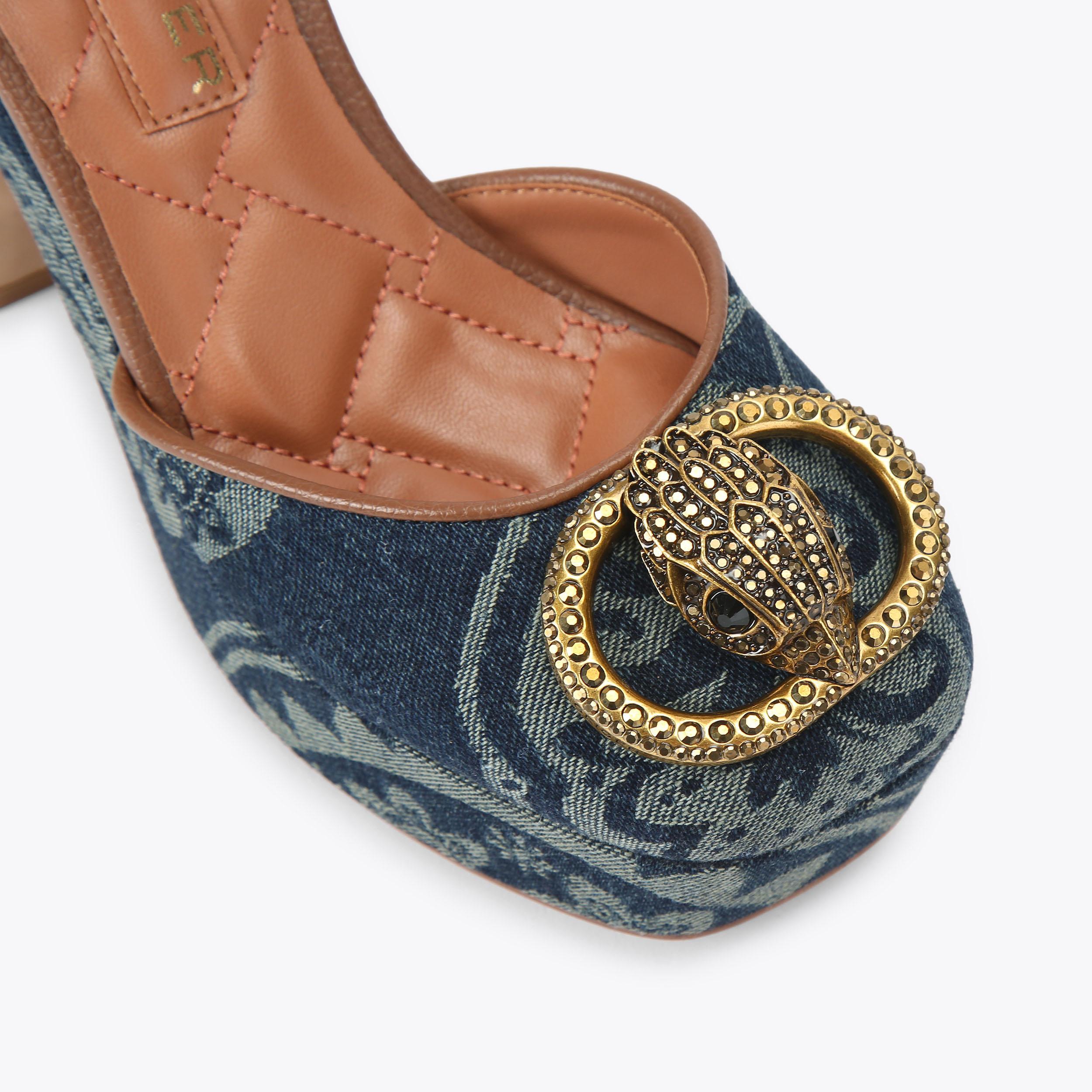 Chelsea Closed Platform — Blue Pale Combination Denim Wedge, view 5