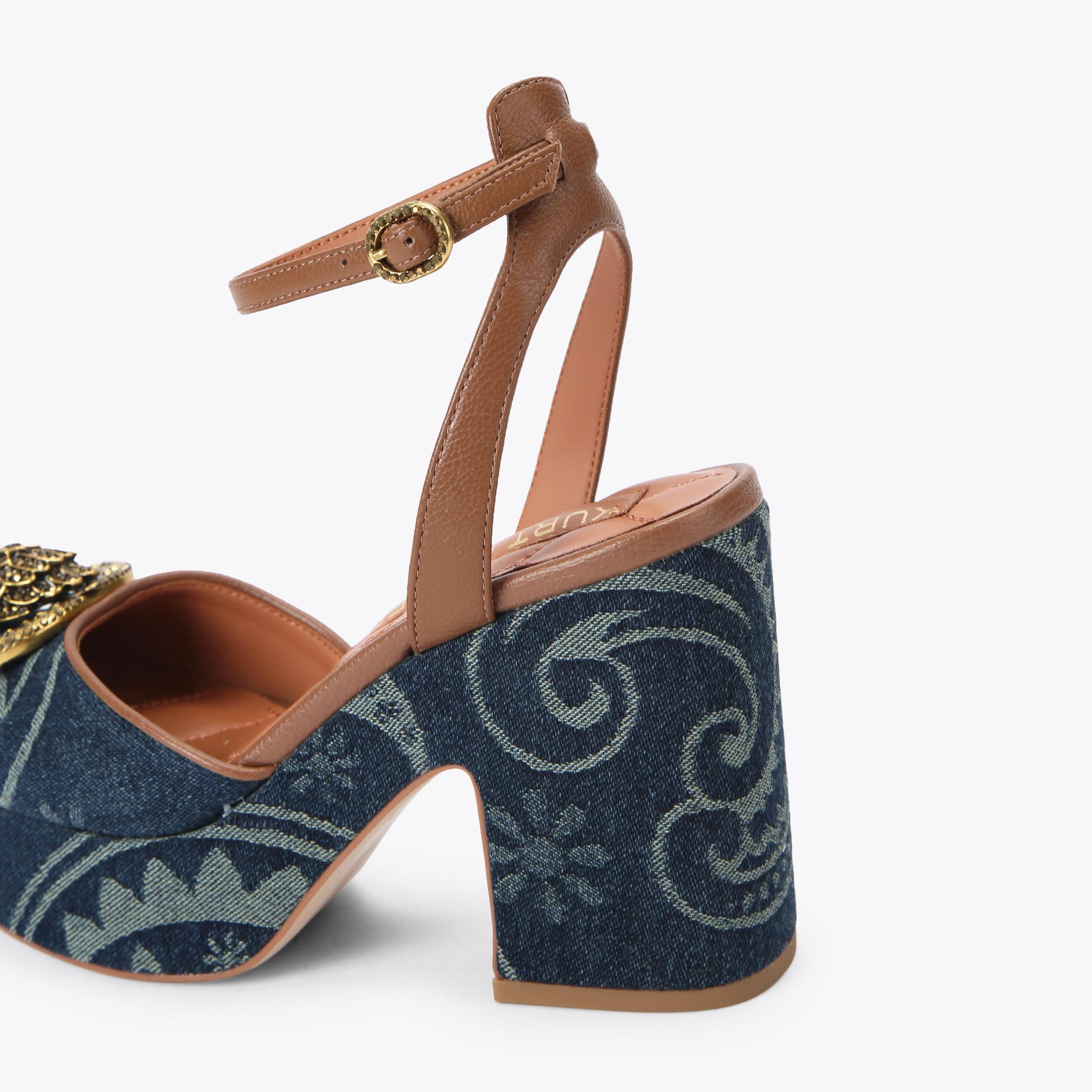Chelsea Closed Platform — Blue Pale Combination Denim Wedge, detail