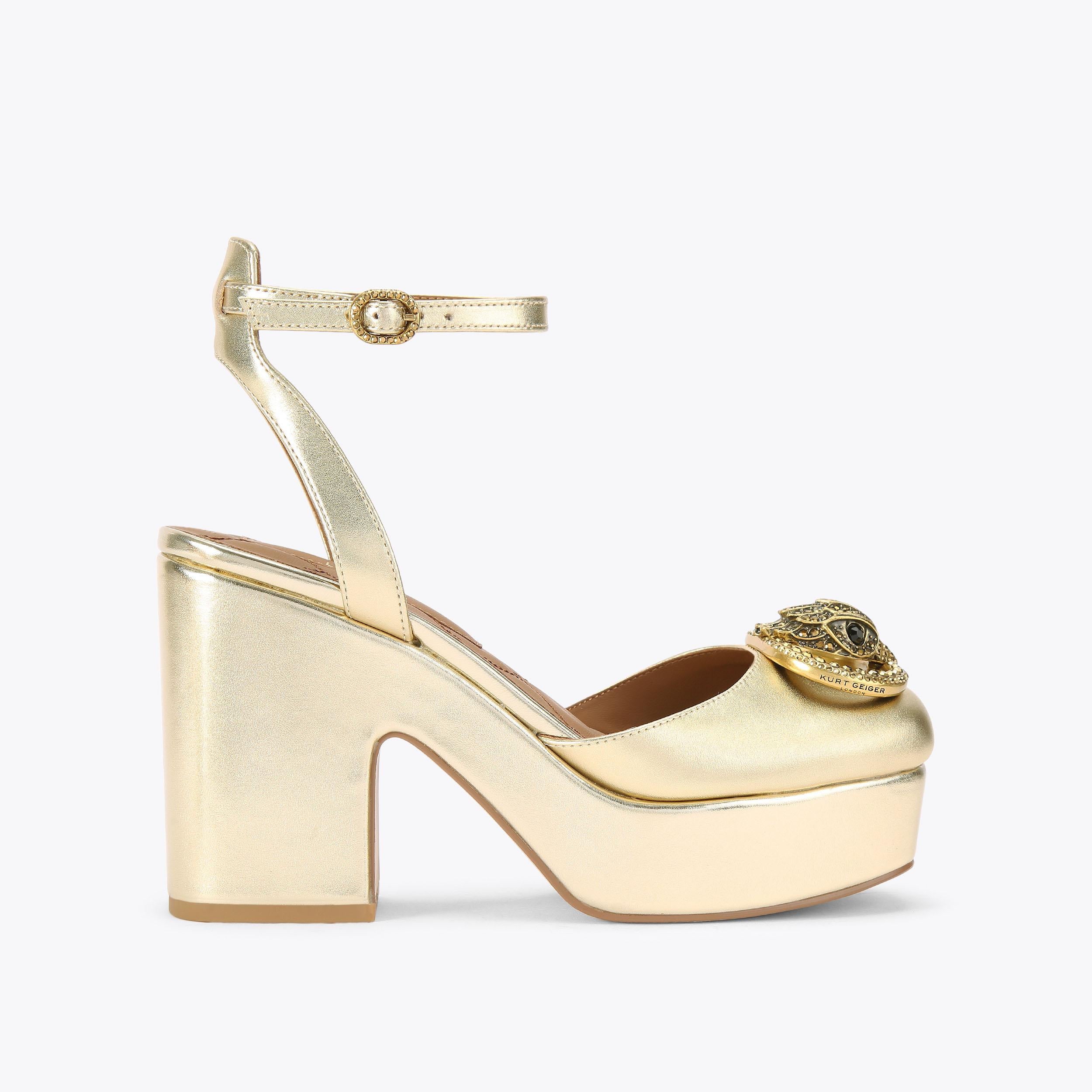 Chelsea Closed Platform — Metallic Gold Leather Platform Heel, side profile