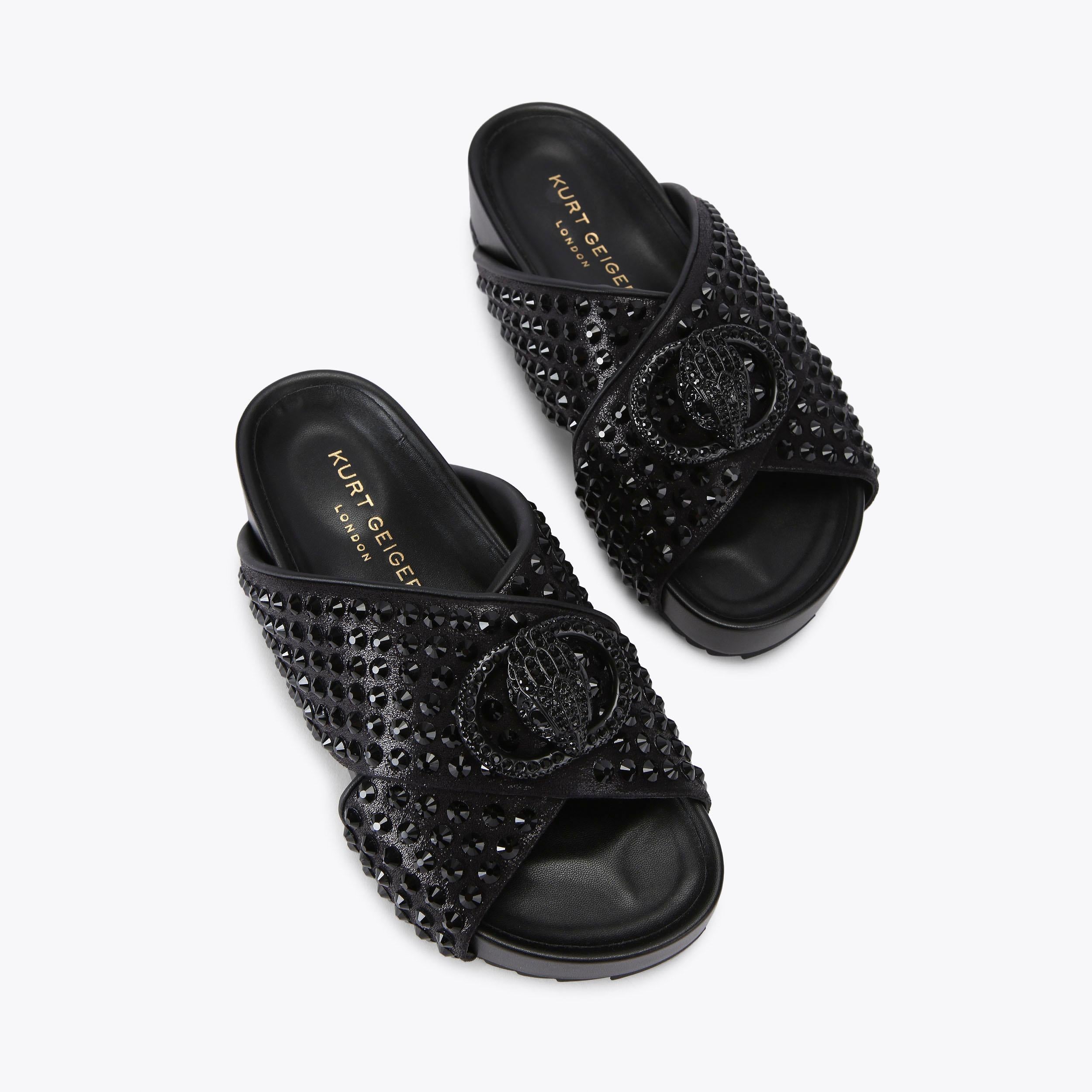 Chelsea Drench Cross Strap — Black Crystal Sandal, view 3